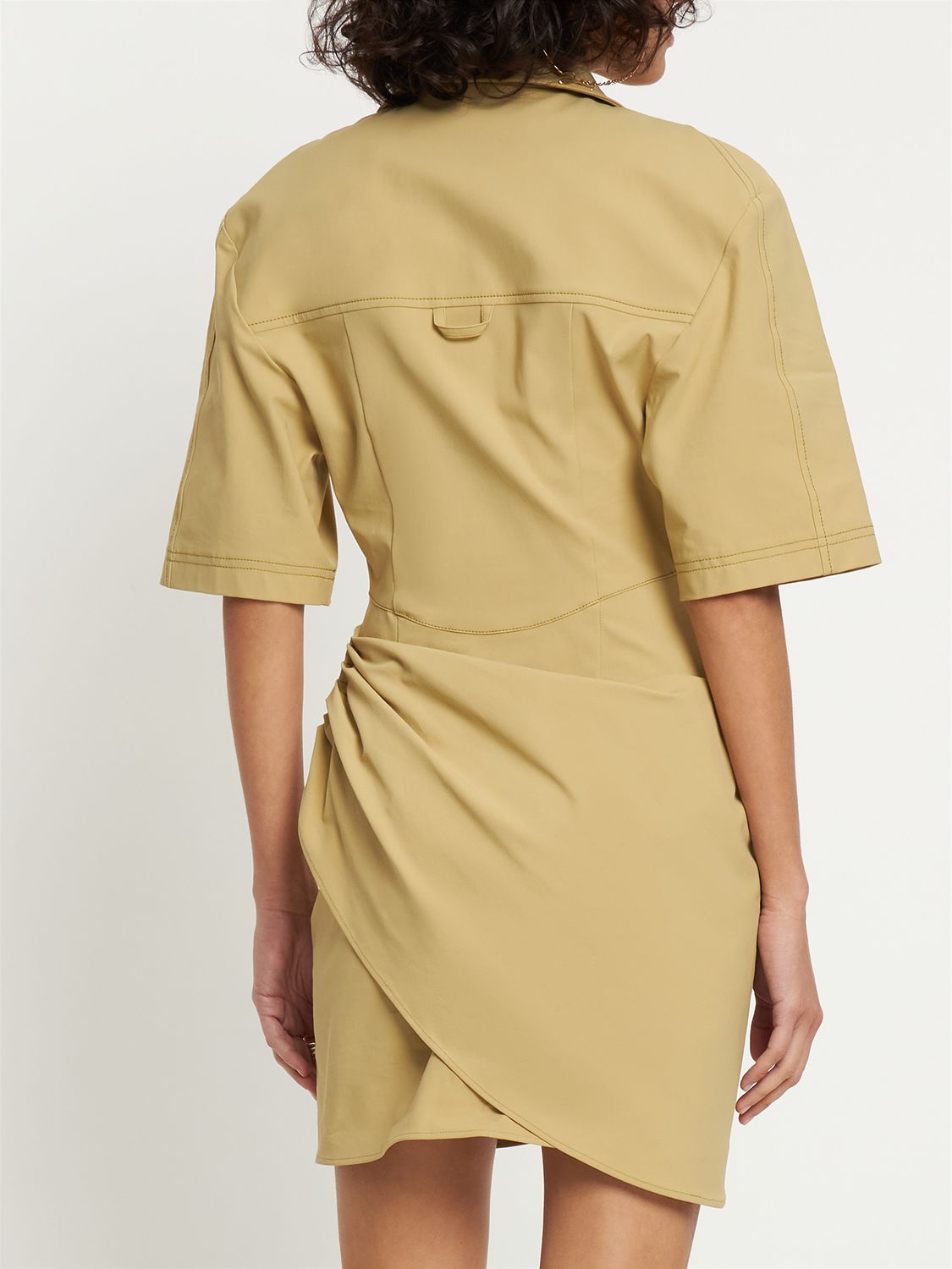 Light khaki dress with short sleeves