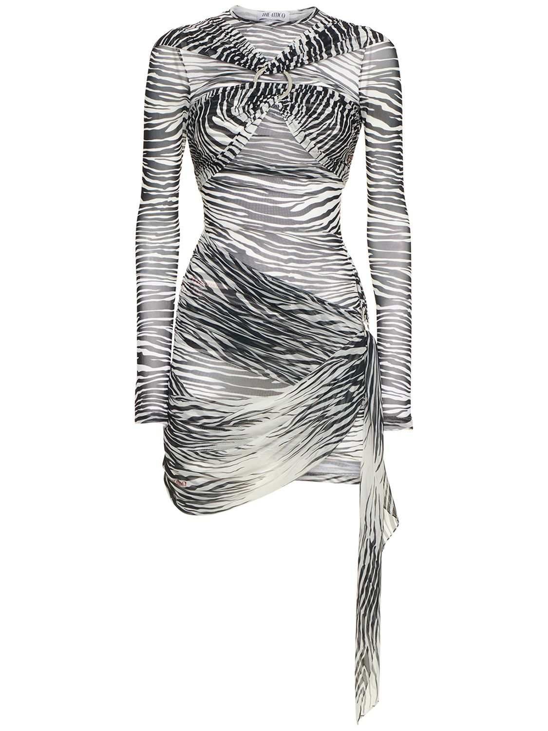 Fitted draped dress with elegant long sleeves