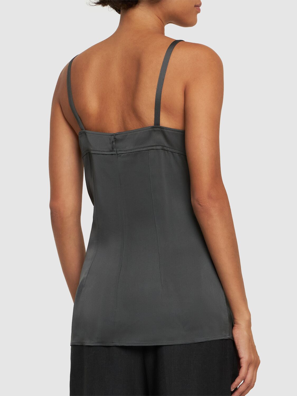 Dark brown sleeveless elegant top