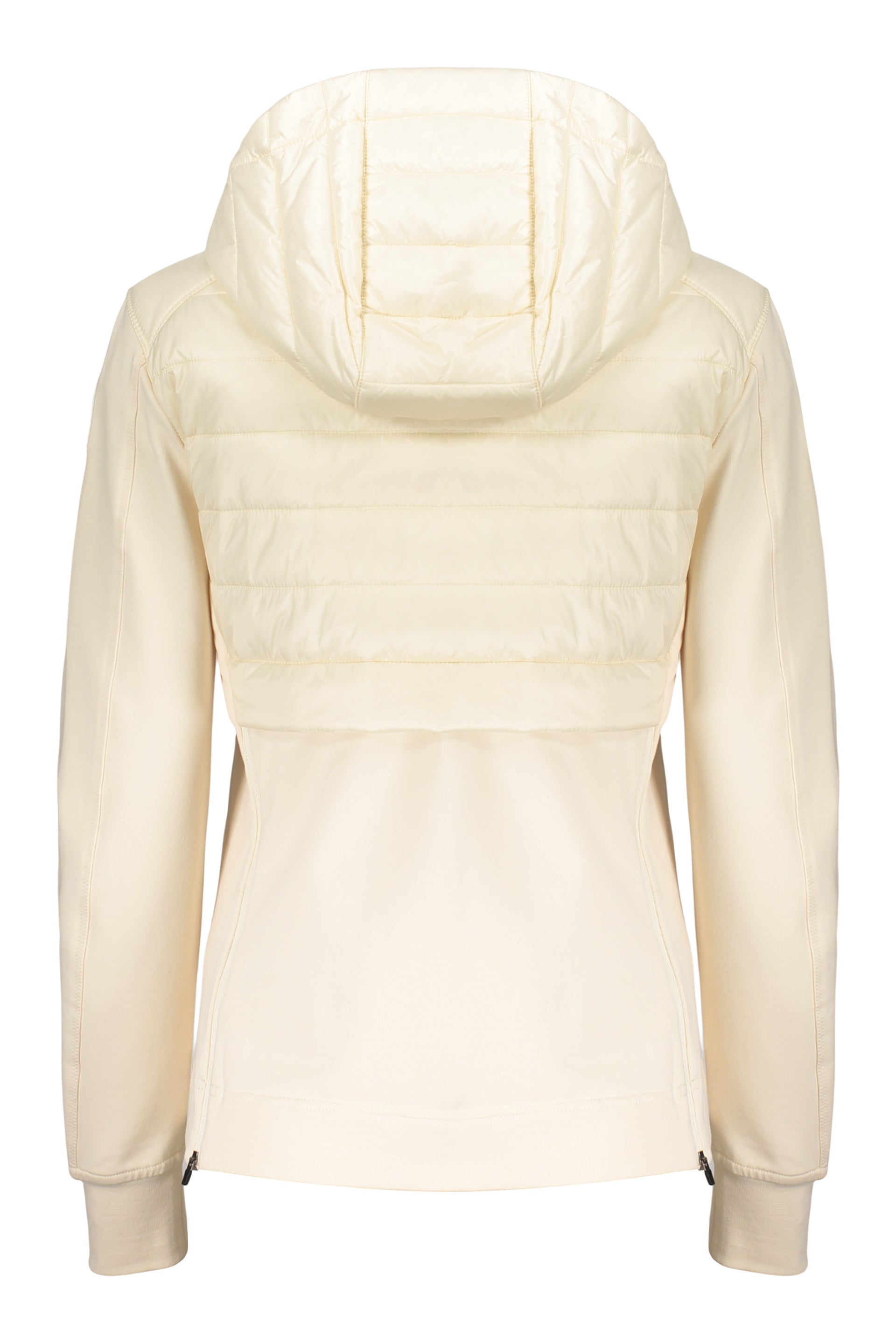 Lightweight beige jacket with a minimalist hood