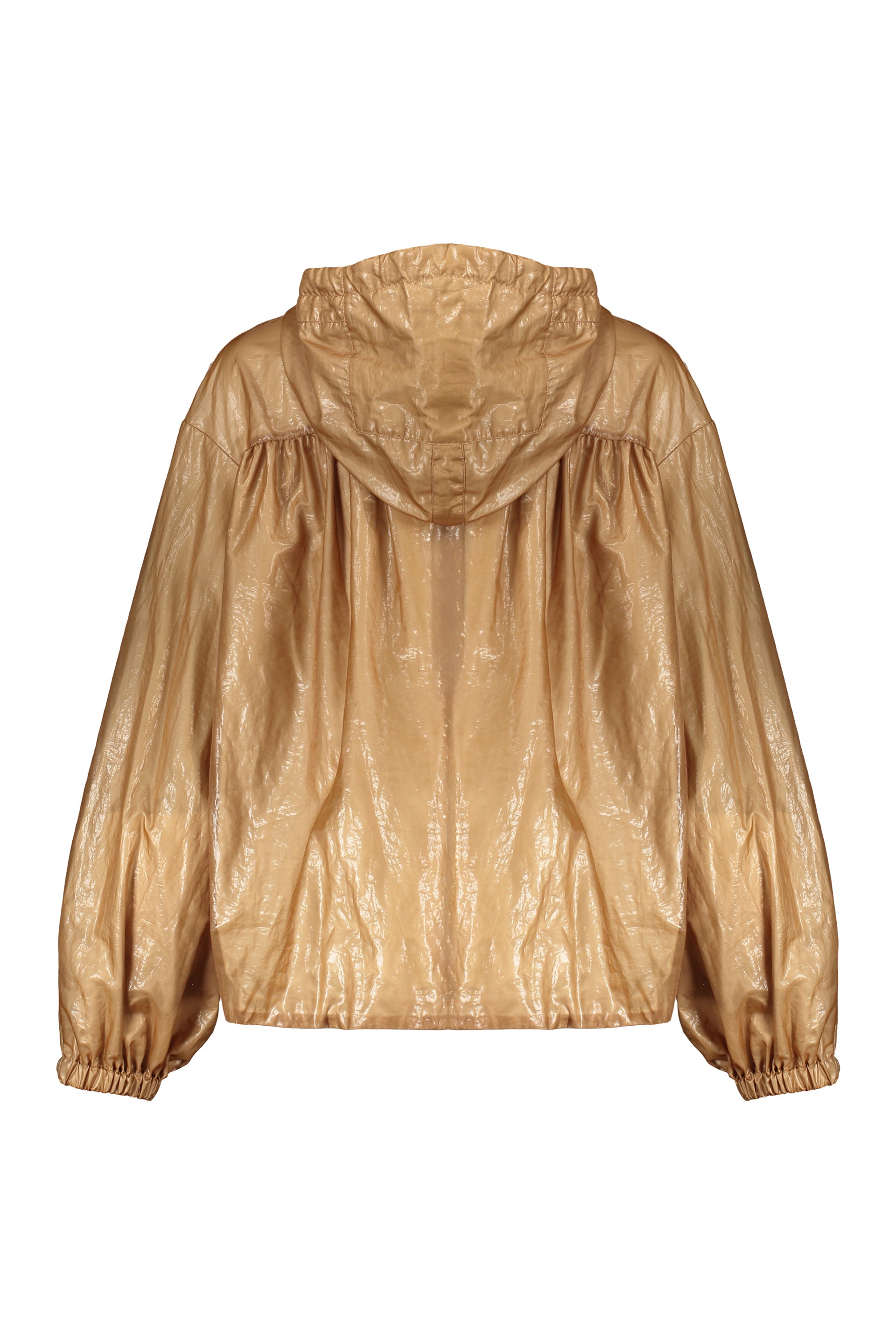 Lightweight beige jacket with adjustable hood elegant