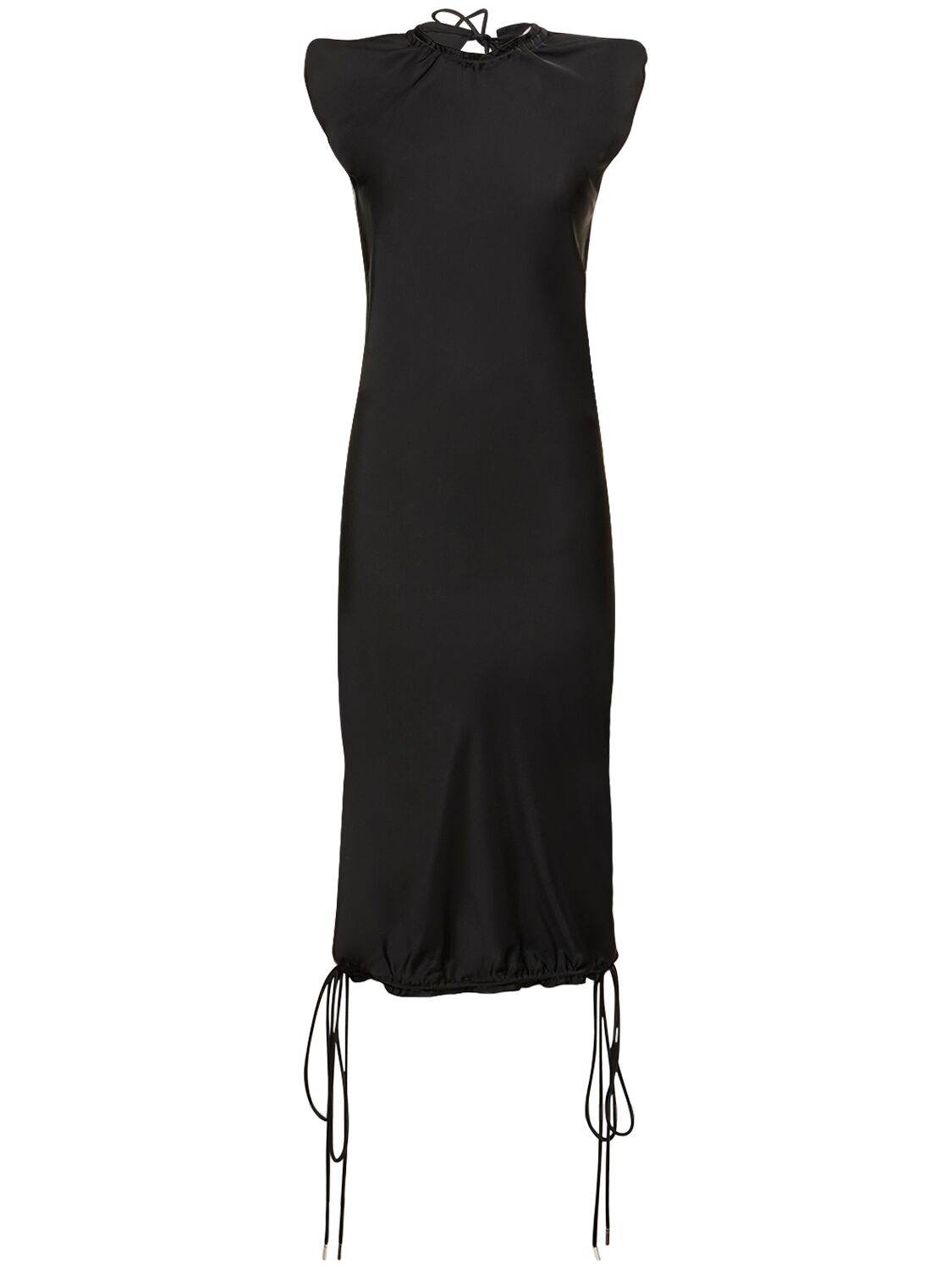 Long black dress with elegant minimalist neckline
