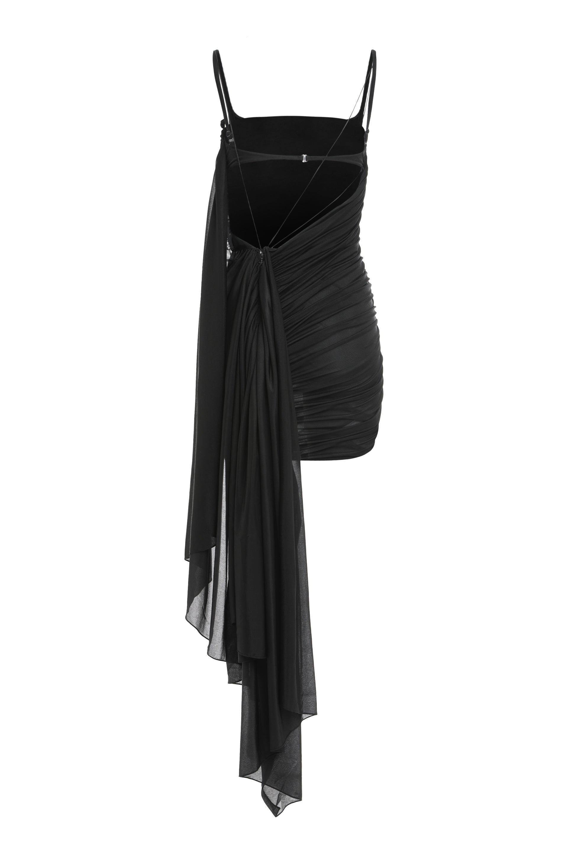 Black dress with elegant draping