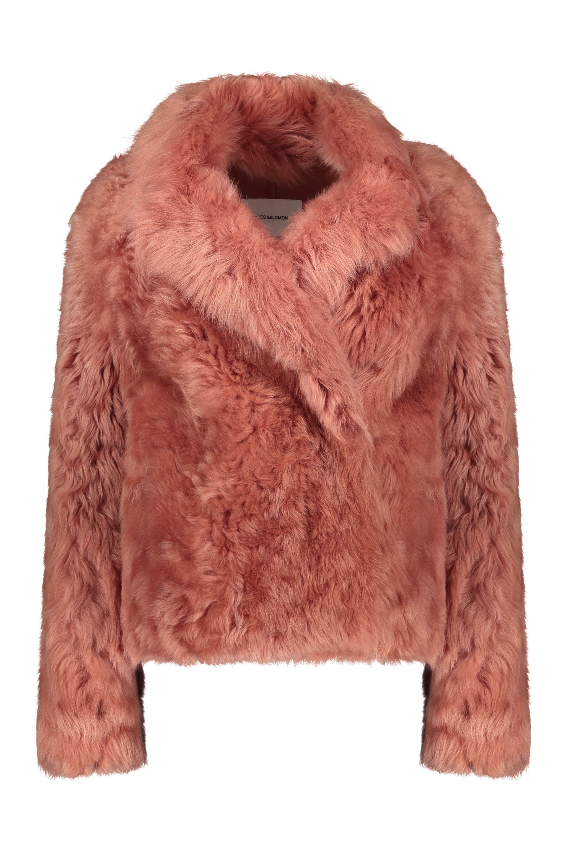 Pink elegant lamb fur jacket