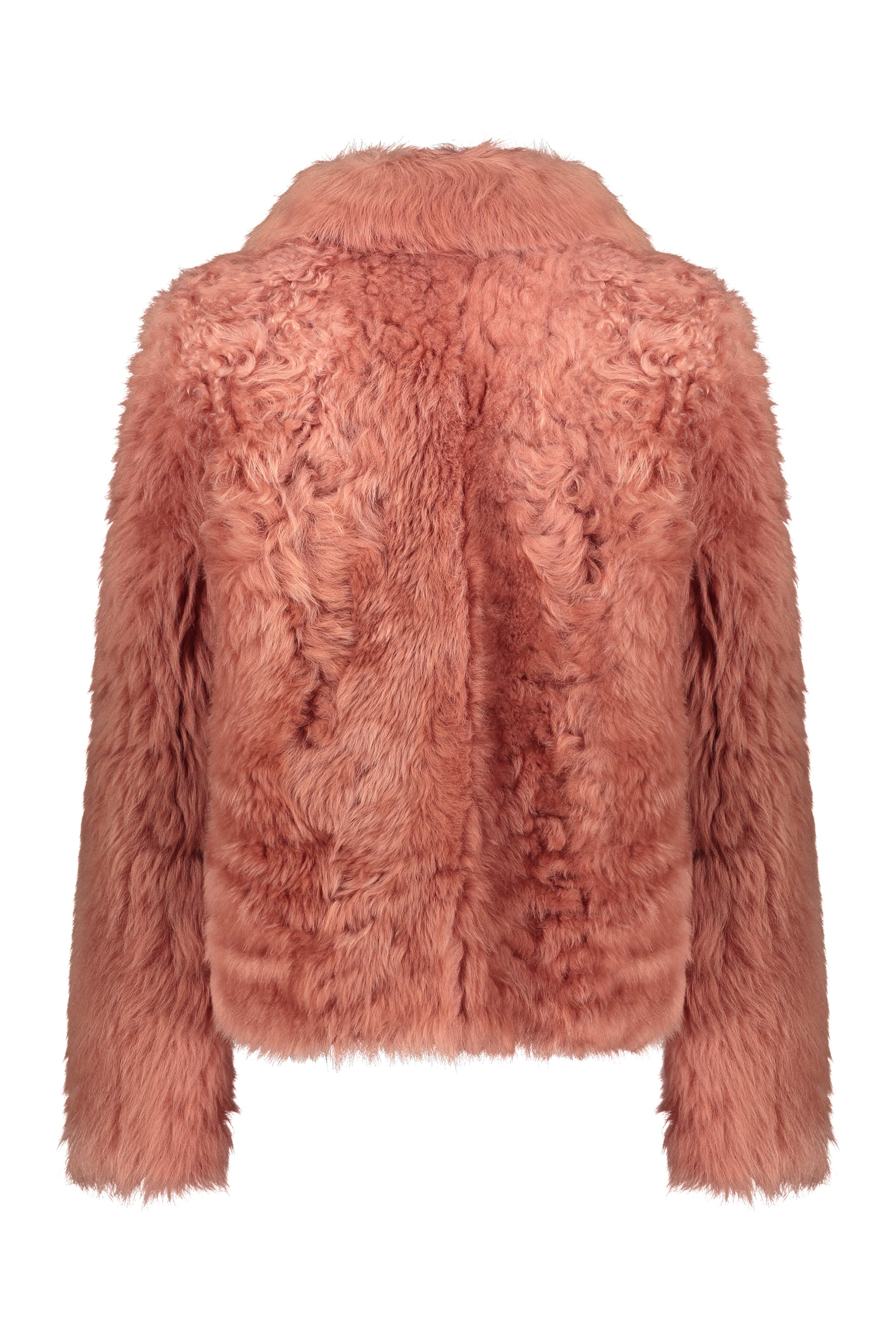 Pink elegant lamb fur jacket
