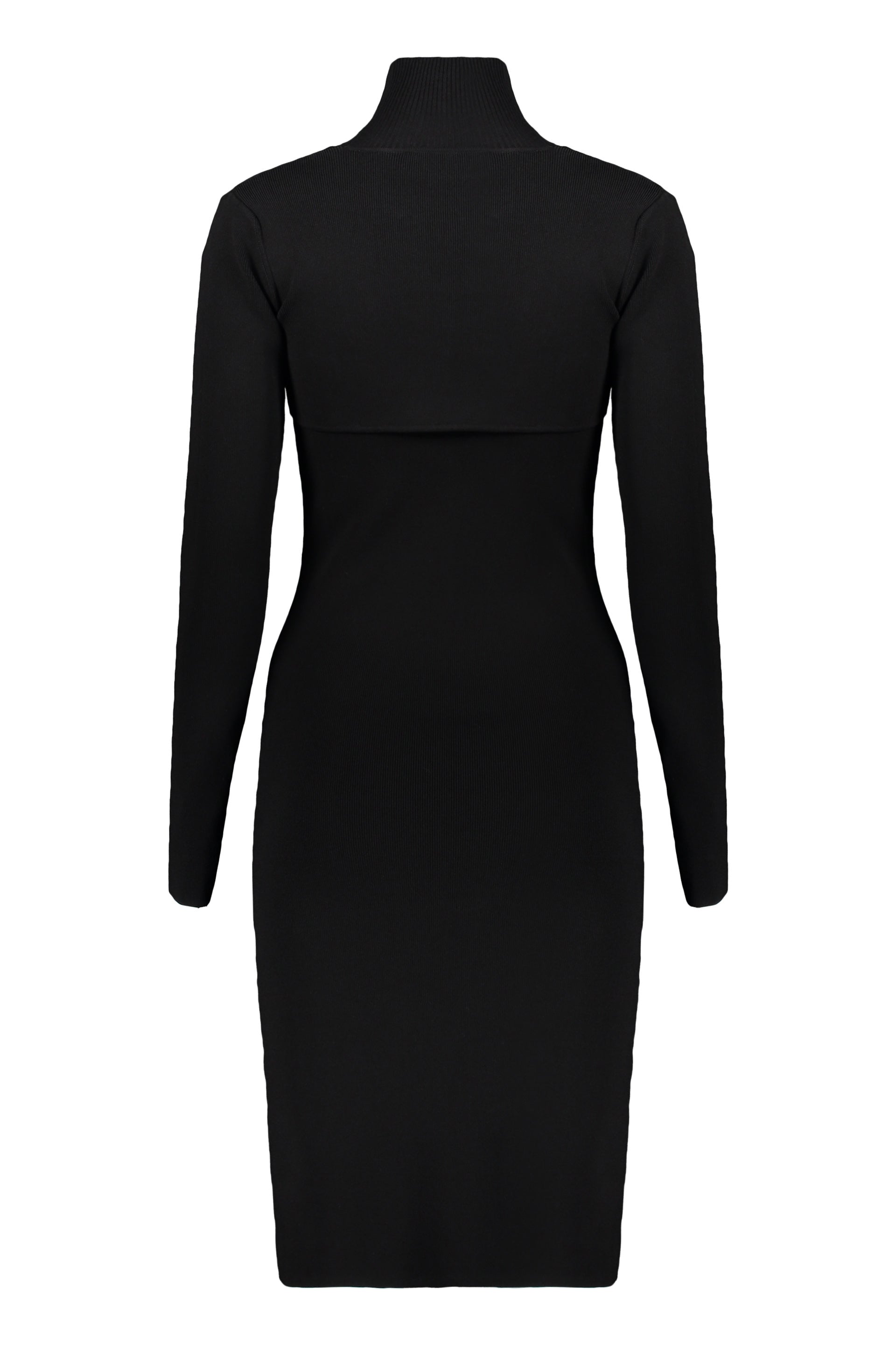 Minimalist midi dress in black fabric