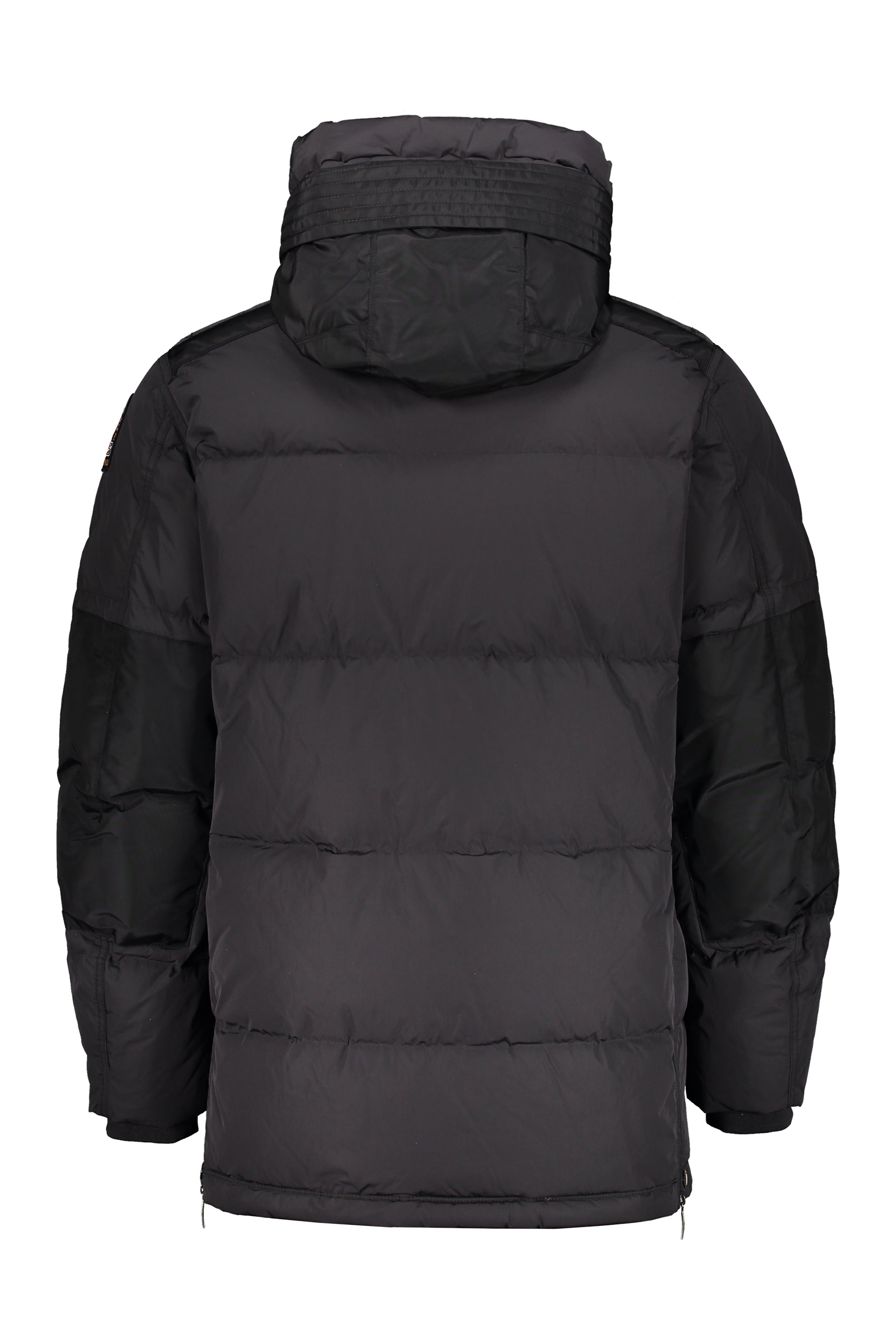 Black winter jacket with adjustable hood