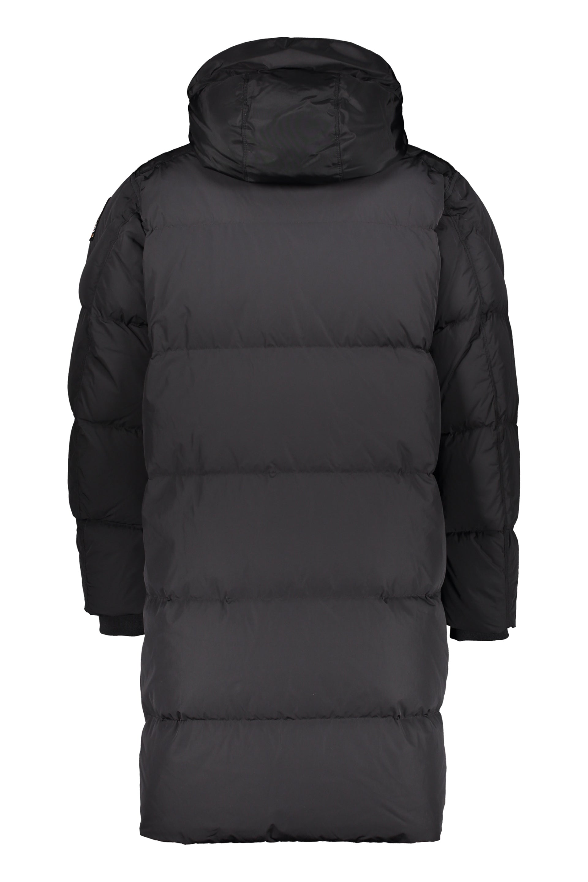 Black parka with hood and pockets