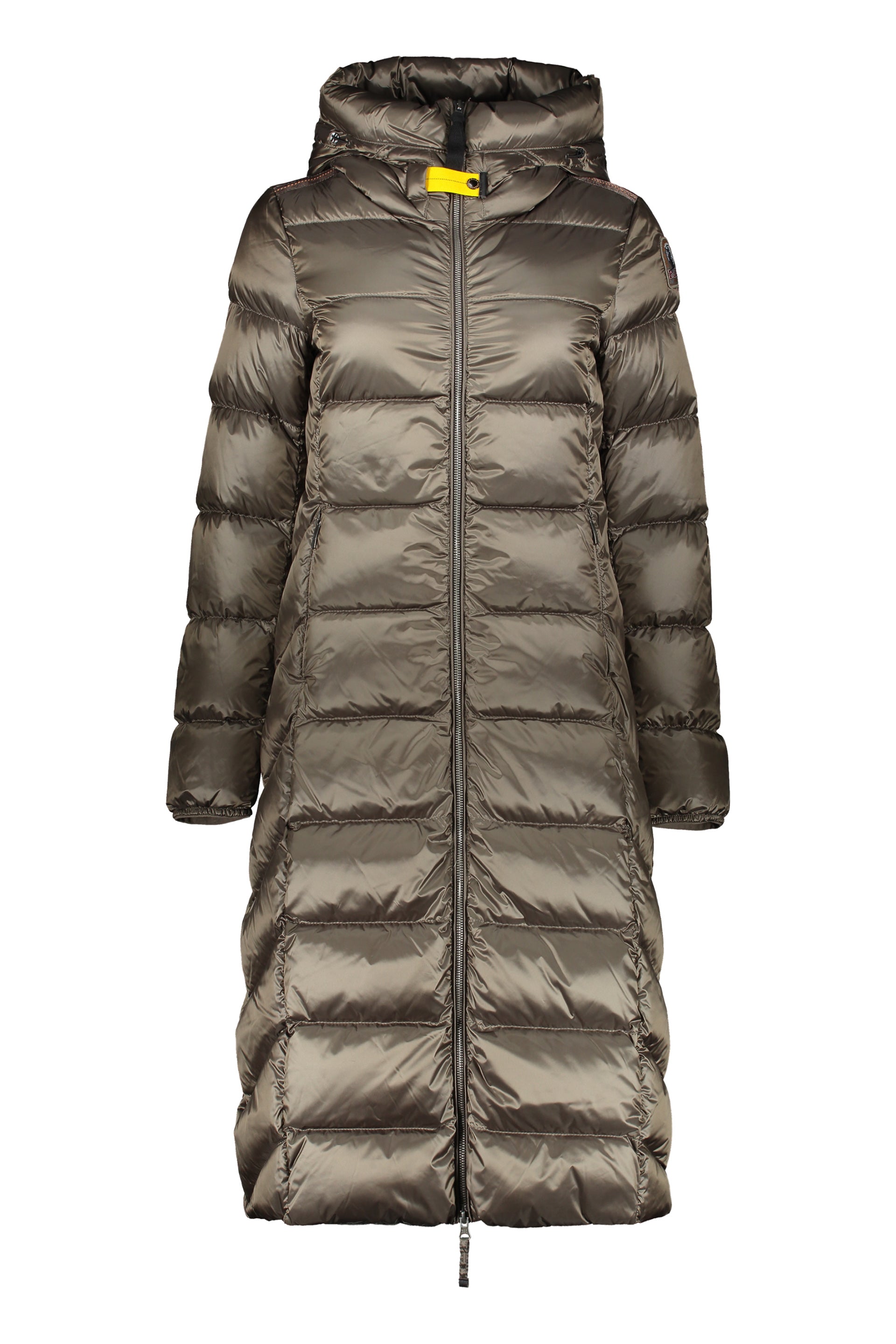 Padded long jacket with hood