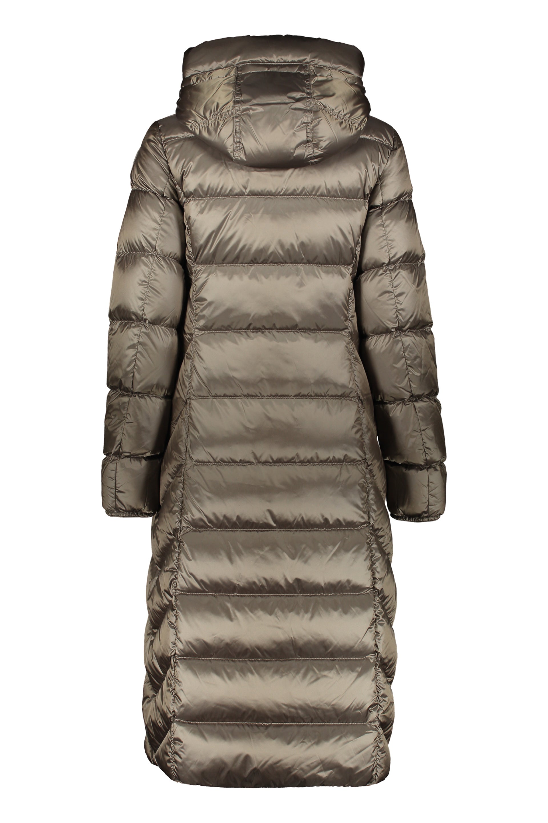 Padded long jacket with hood