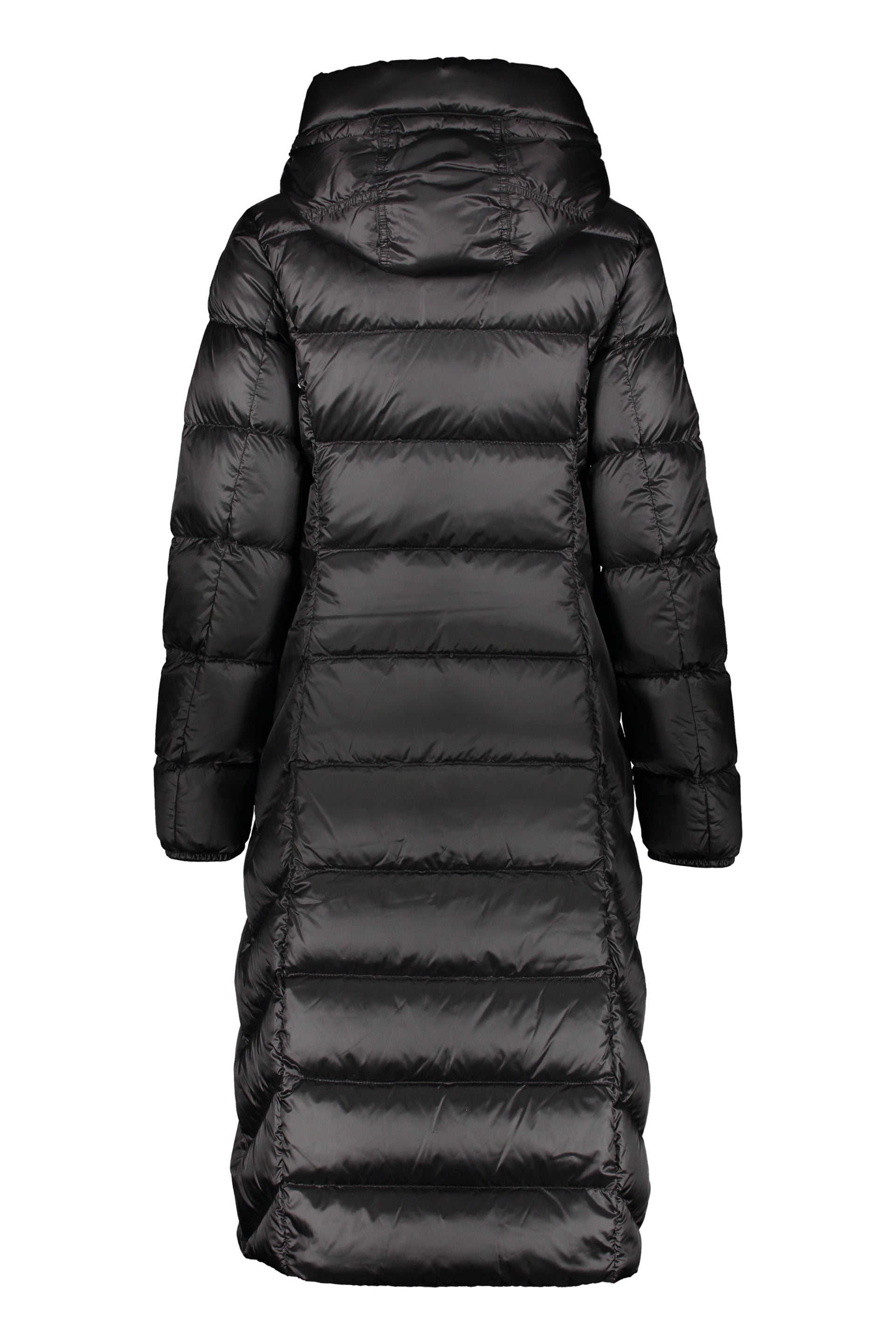 Padded long jacket with hood