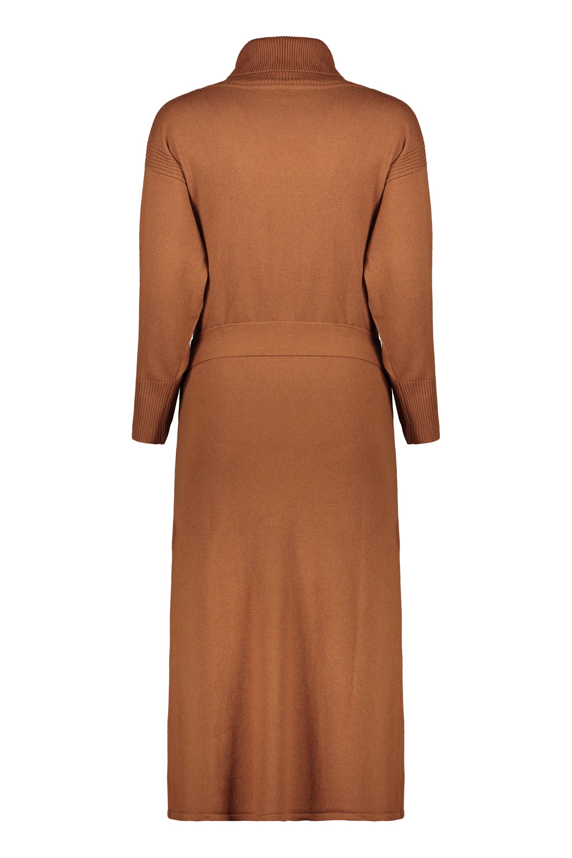 Elegant midi dress with high refined collar
