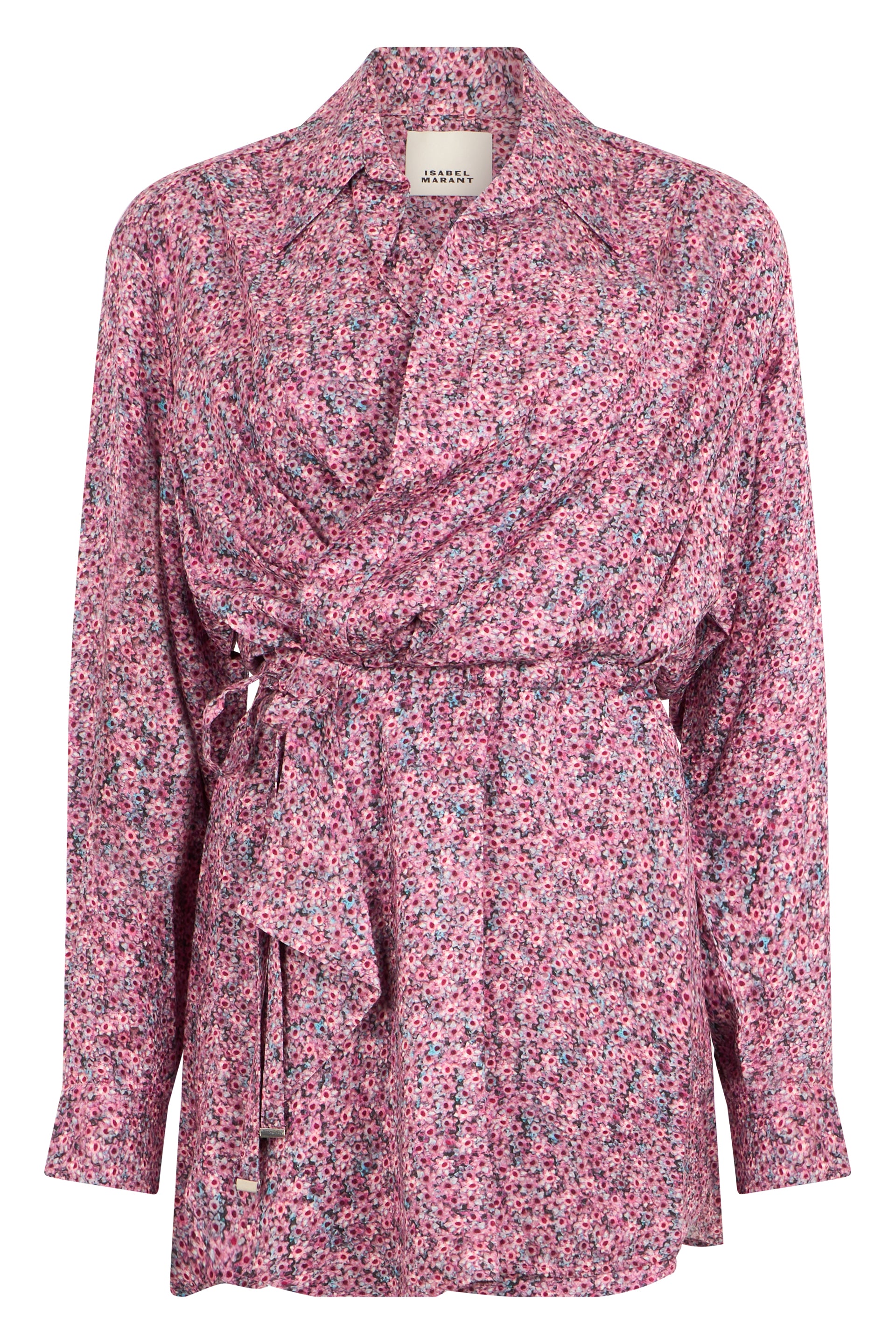 Floral blouse in viscose and silk