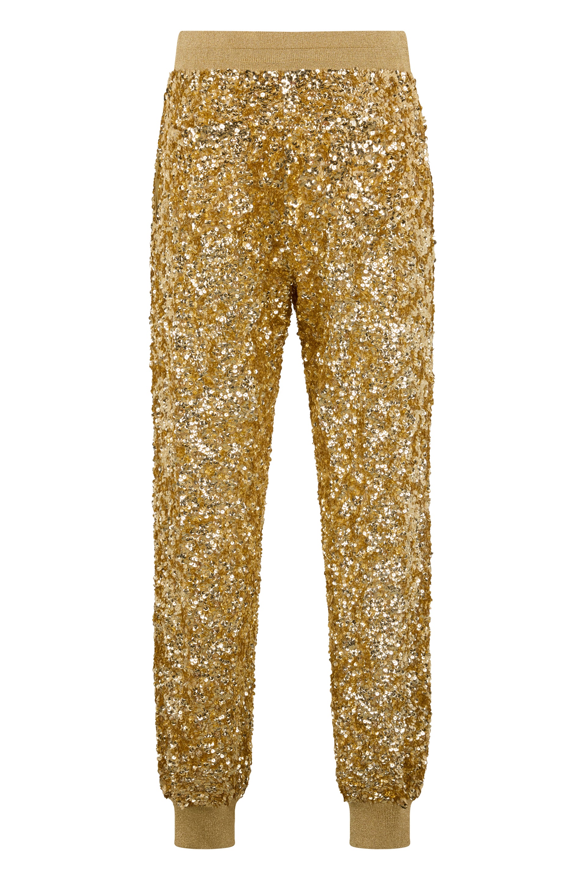 Sport pants with gold sequins tone on tone