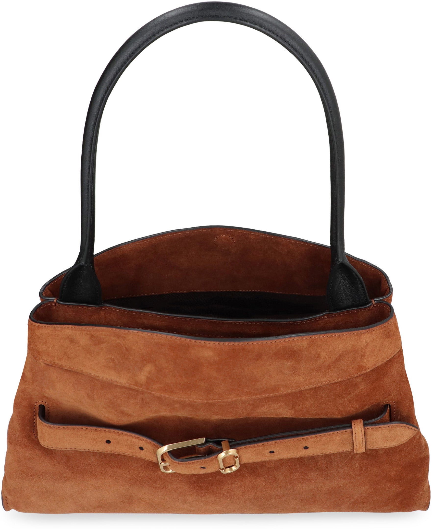 La traduzione del testo "The Suede Dakota Satchel" dall'inglese (EN) all'italiano (IT) è: "La borsa Dakota in camoscio".