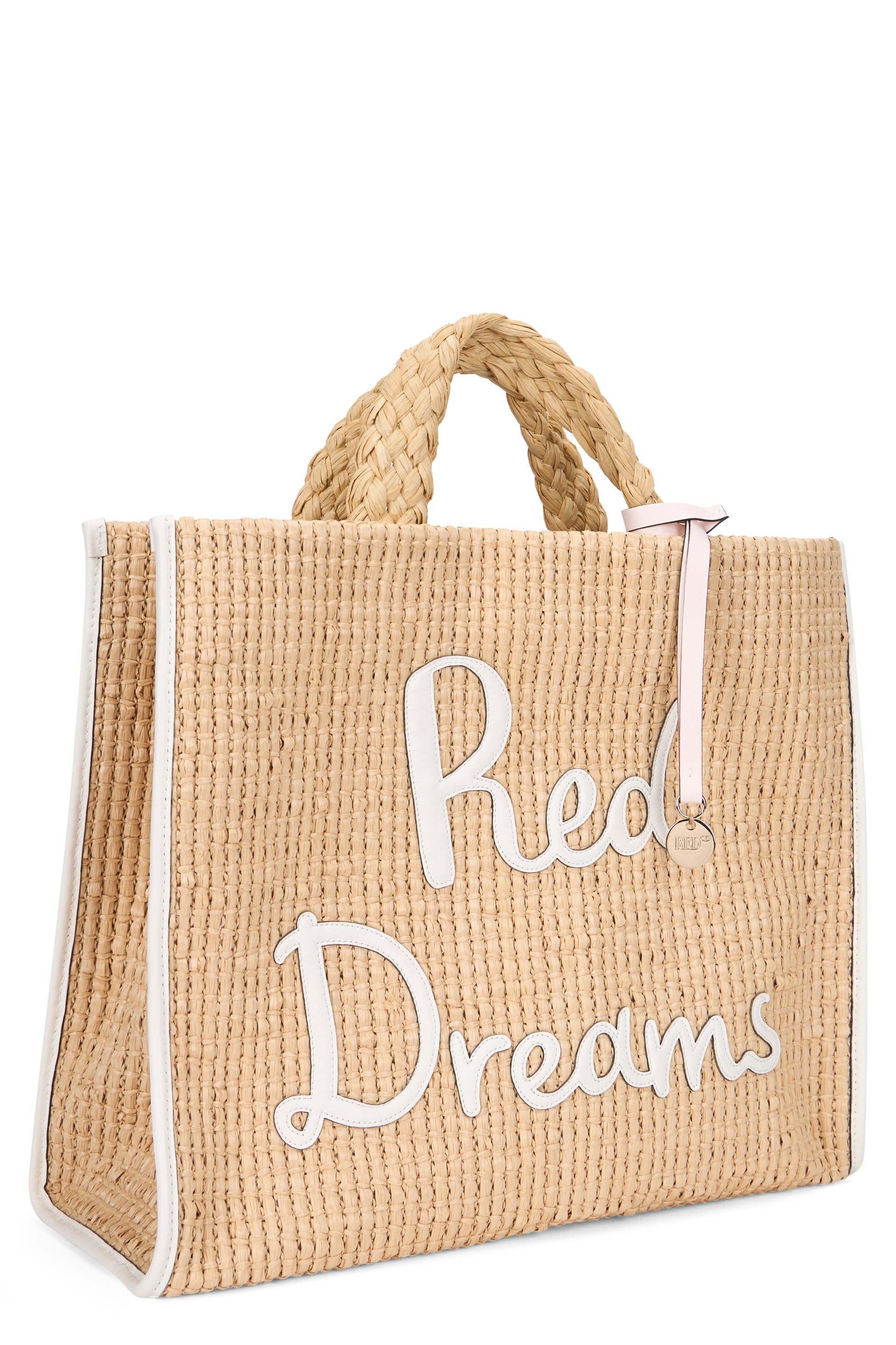 Beige woven bag, elegant and practical.