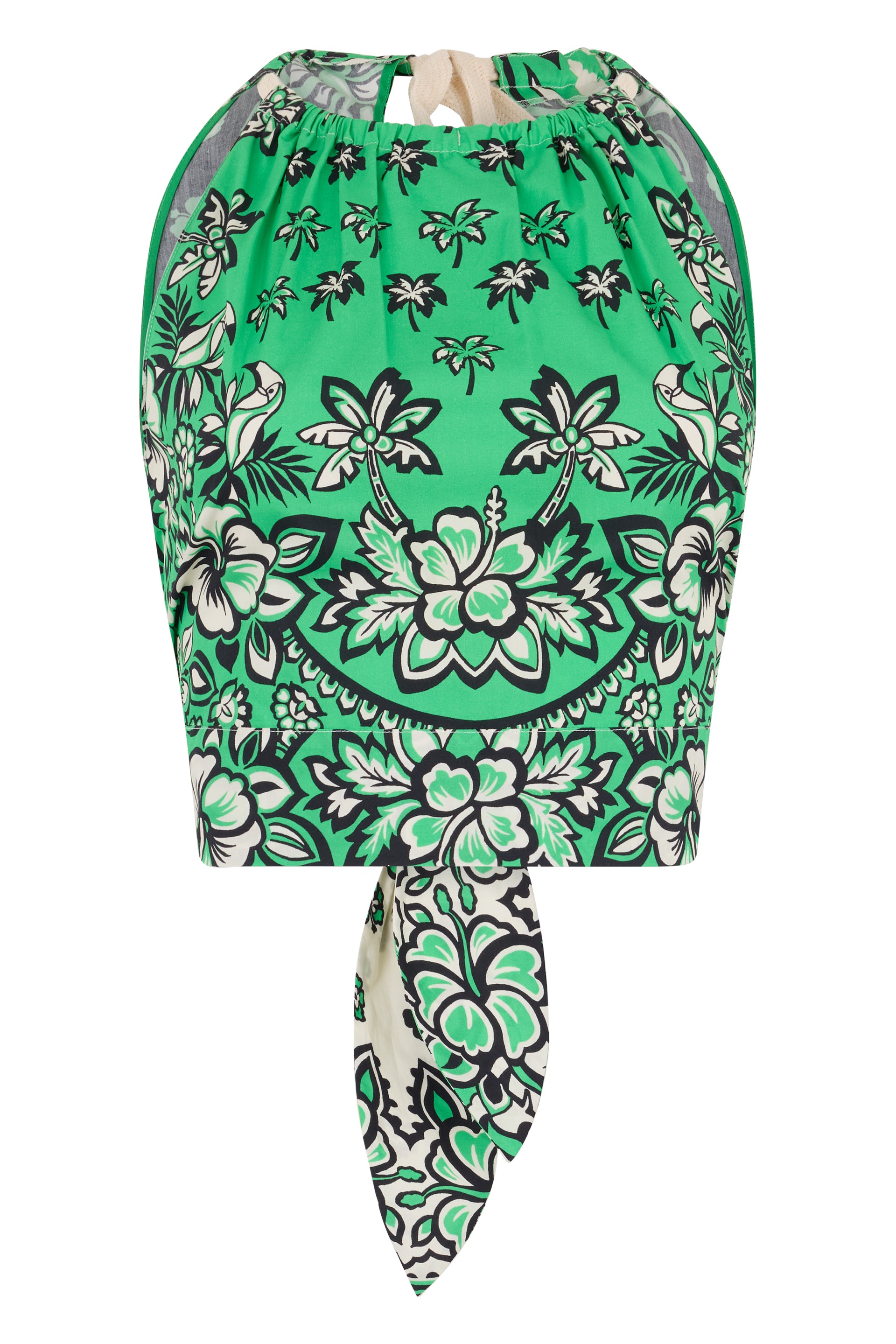 Elegant green top with floral print.