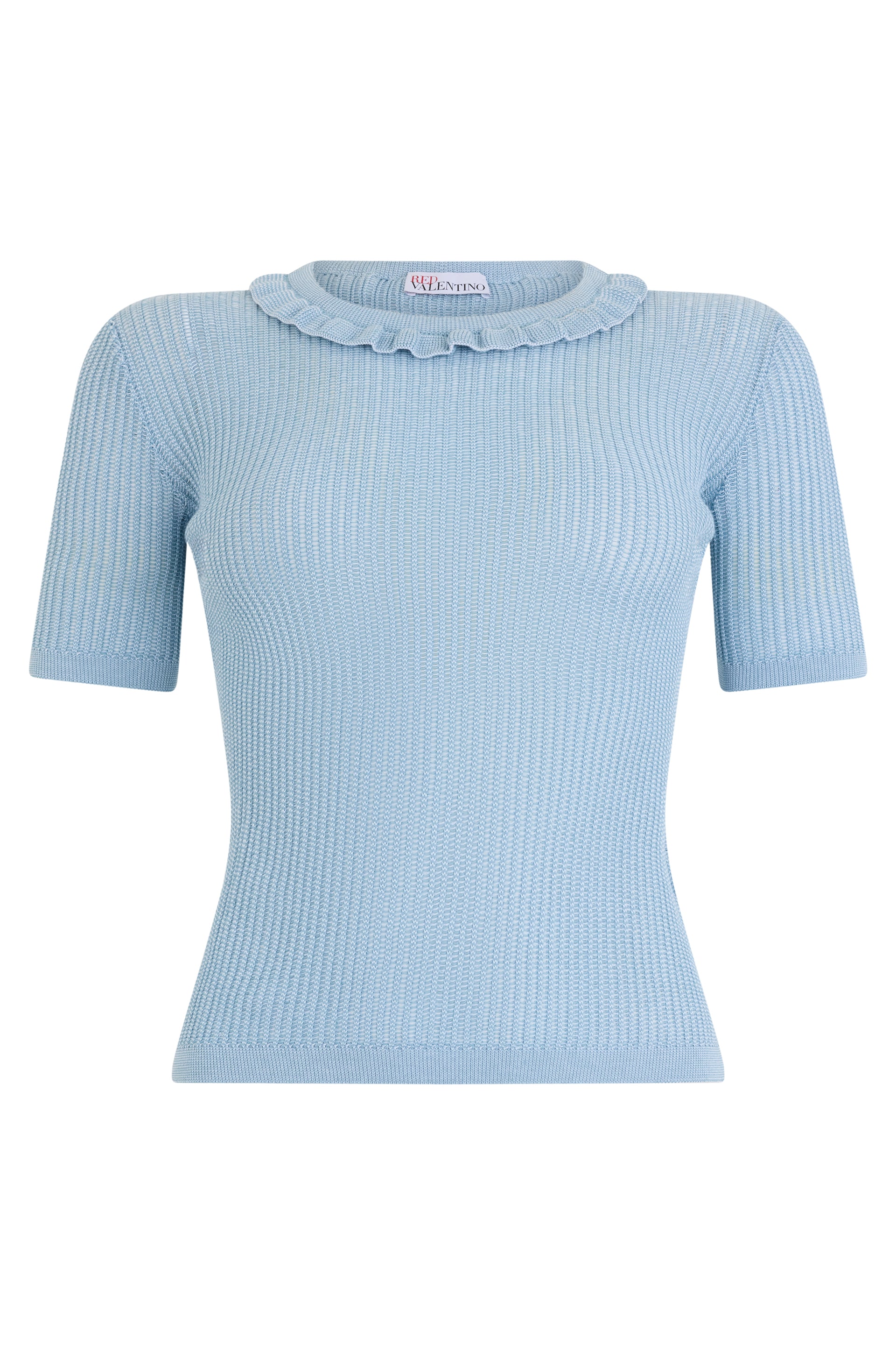 Blue t-shirt in knit, casual and chic.
