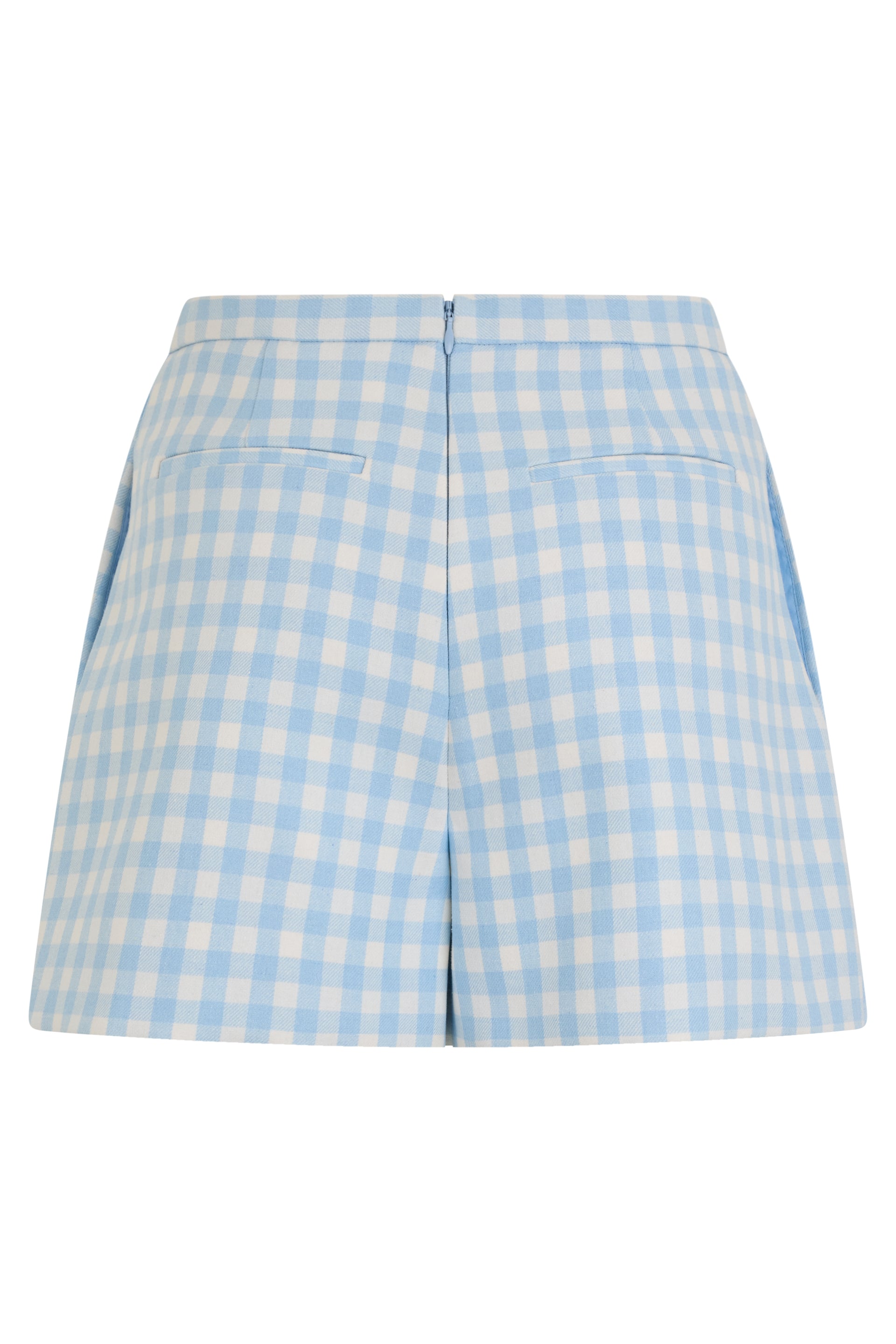 Short skirt with checkered print in shades of blue and white