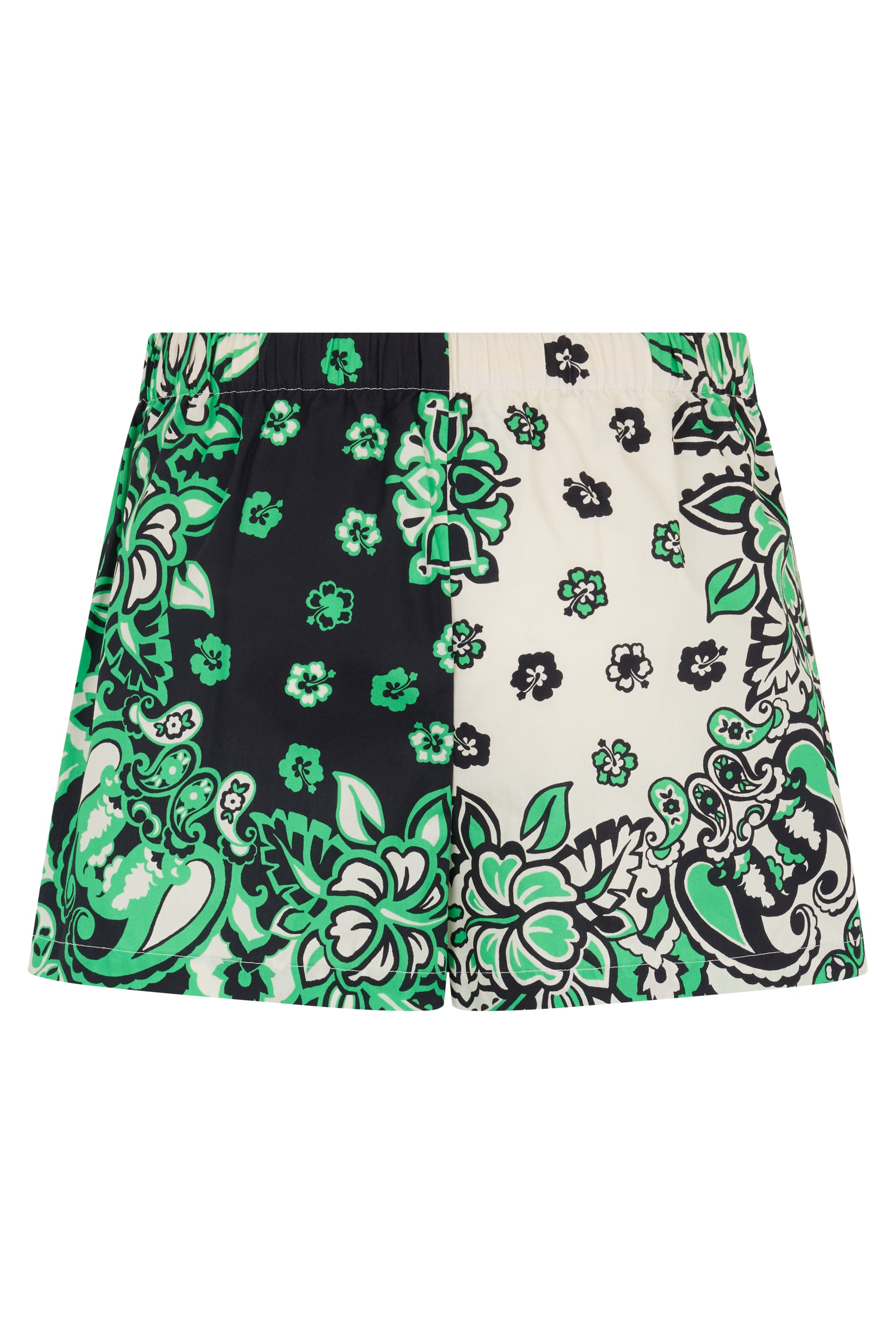 Elegant green floral shorts for summer.
