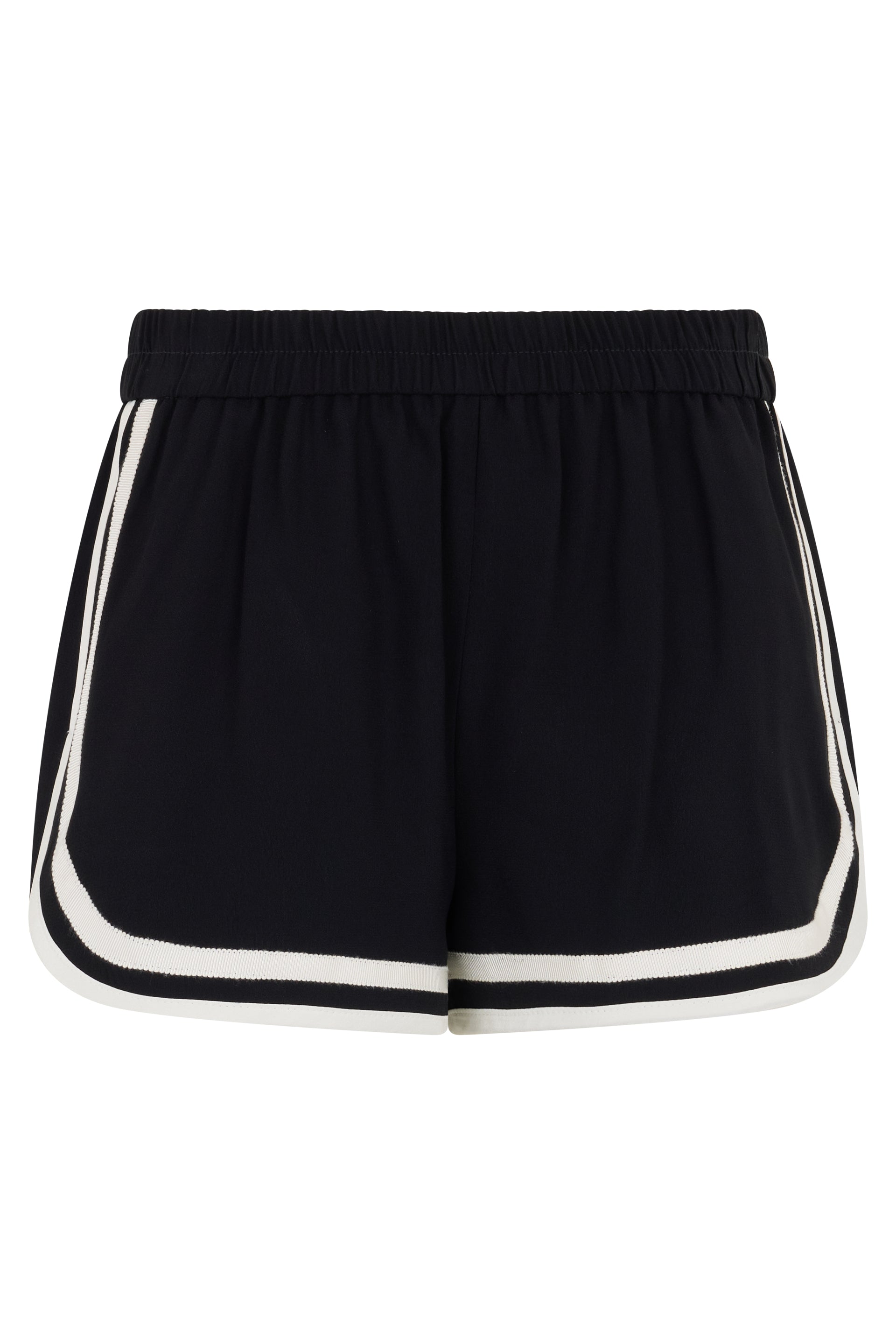 Black short pants with white stripes.
