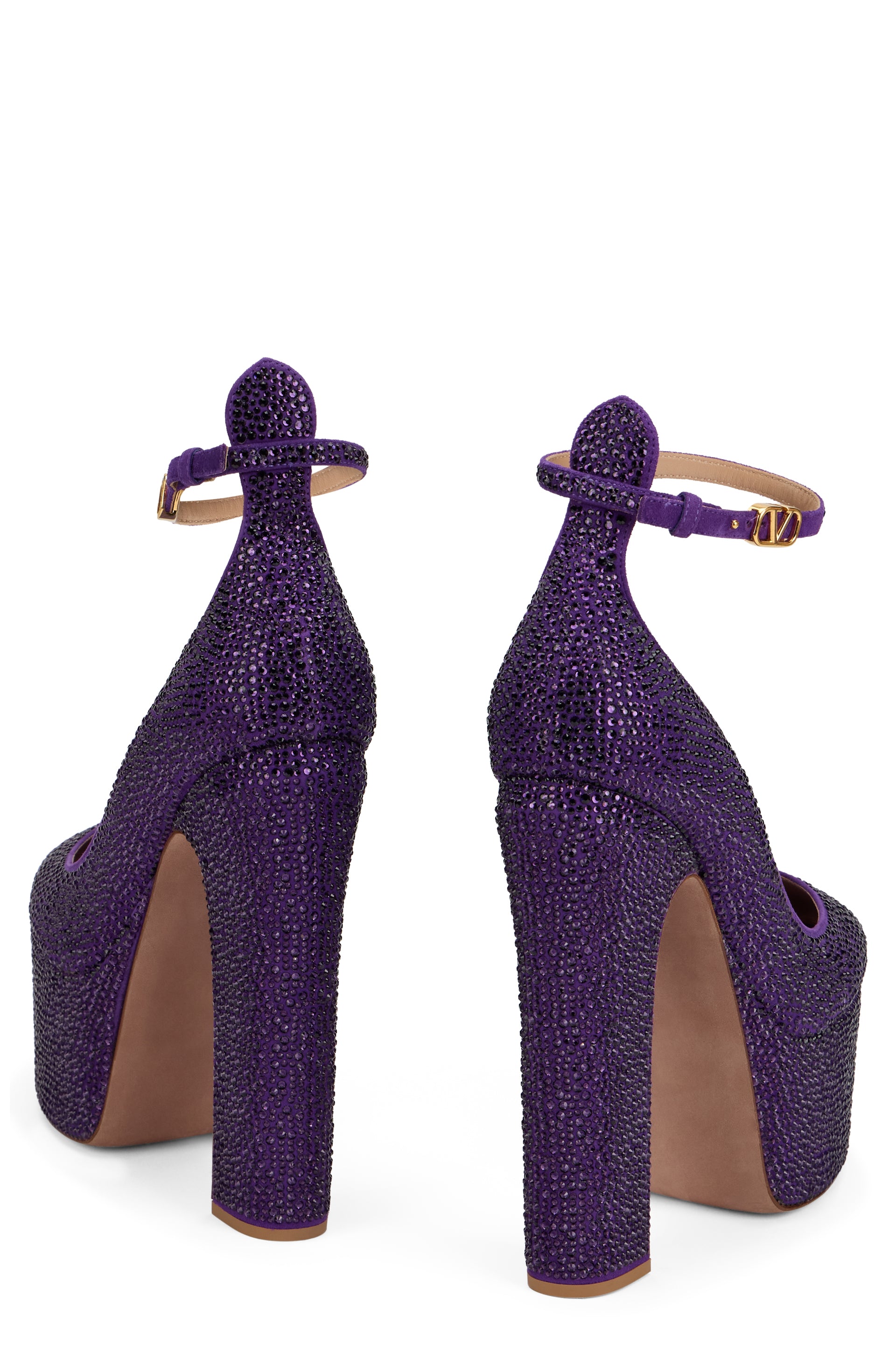 Elegant purple shoes with high heels.