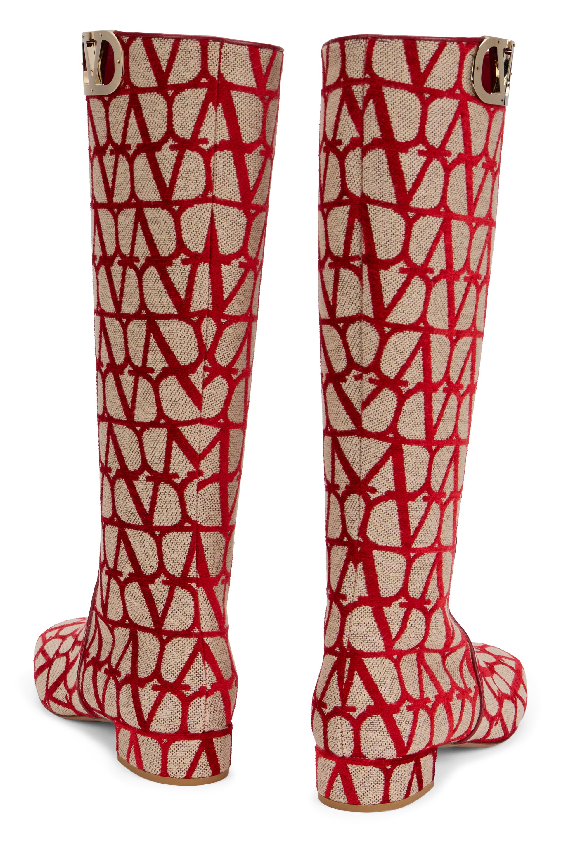 High red boots with vibrant design