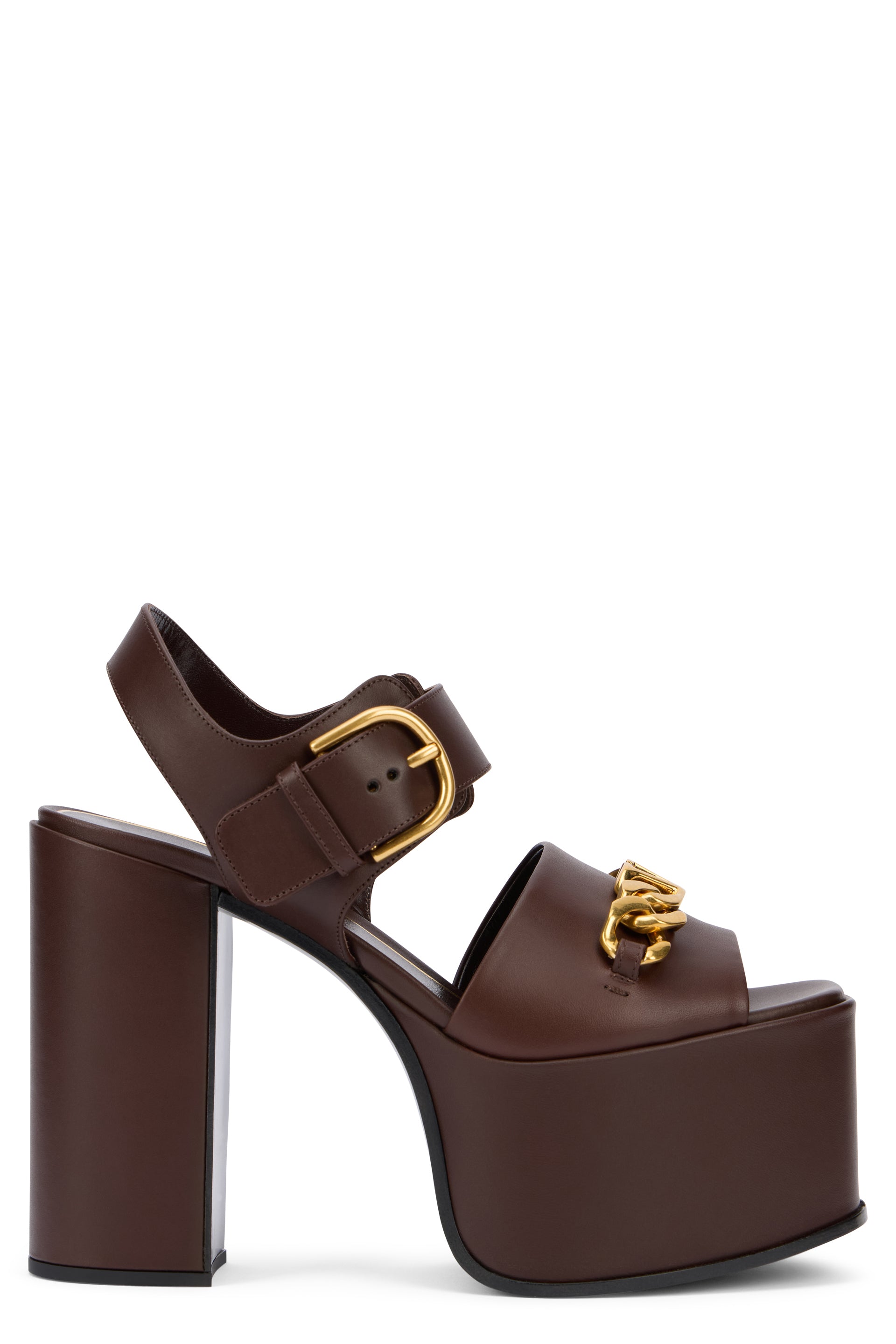 Elegant dark brown plateau sandals