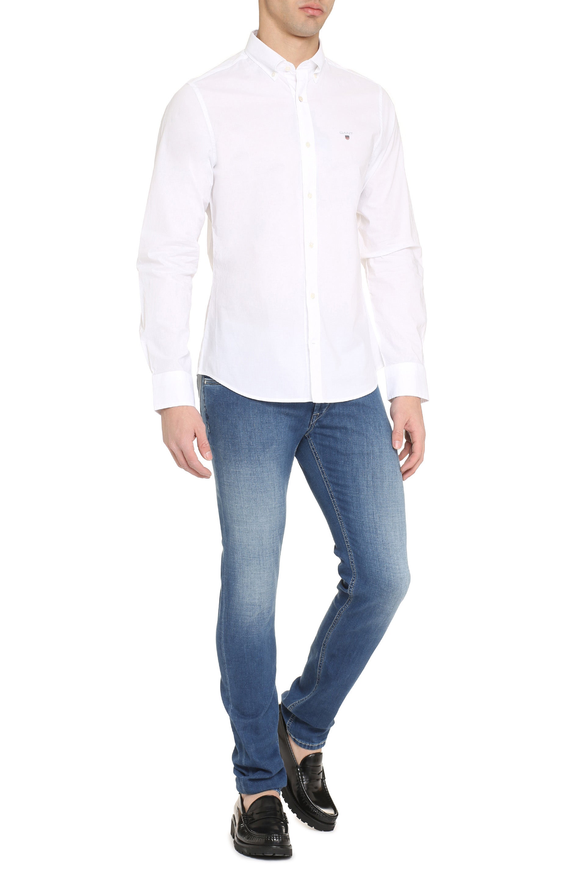 Button-down collar cotton shirt