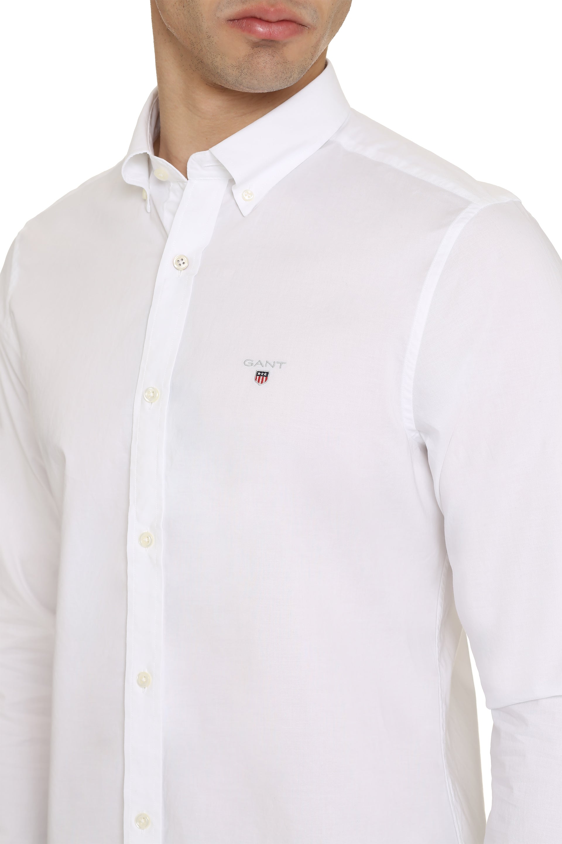 Button-down collar cotton shirt