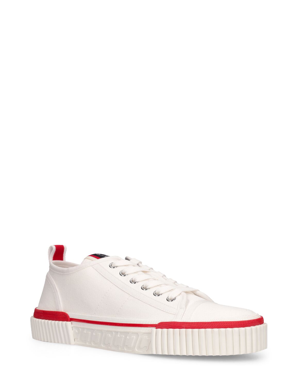 White sneakers with red detail