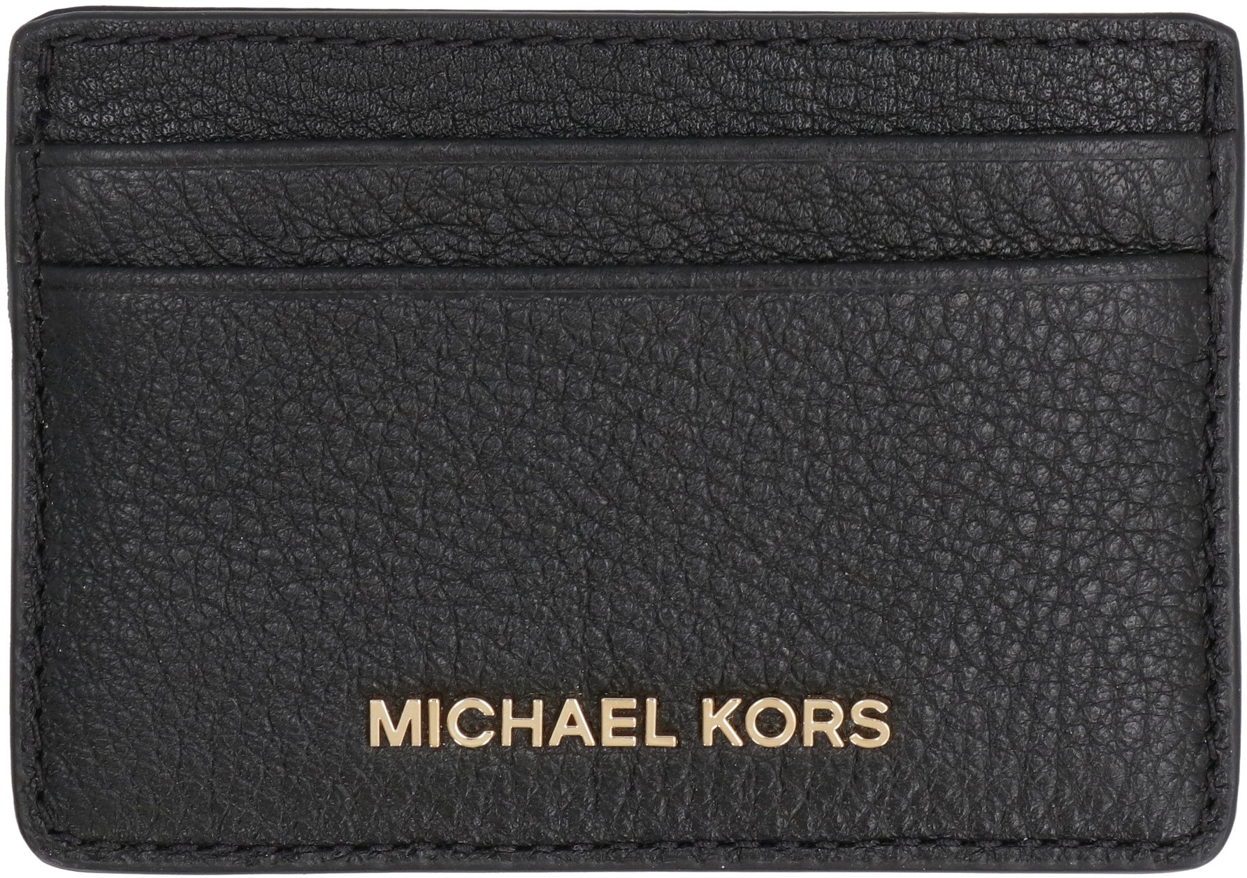 Logo detail leather card holder