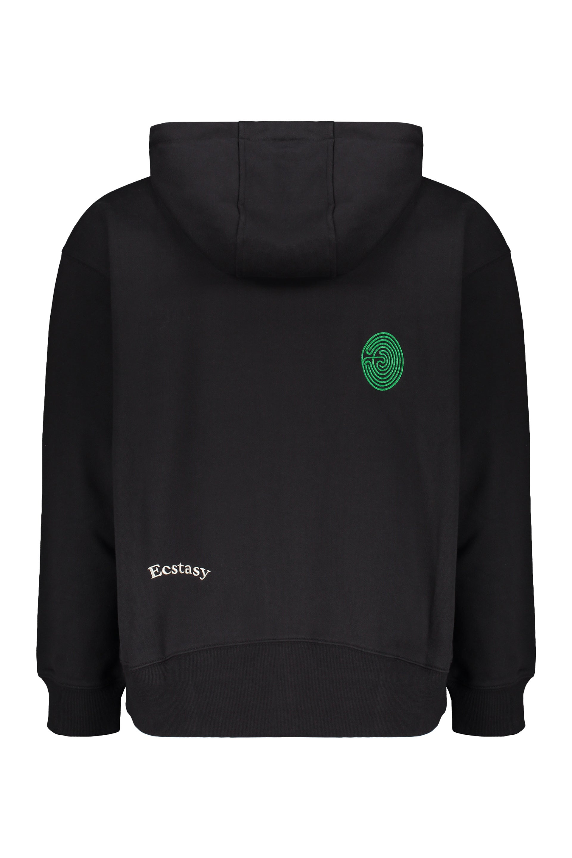 Black zip hoodie with original colorful embroidery