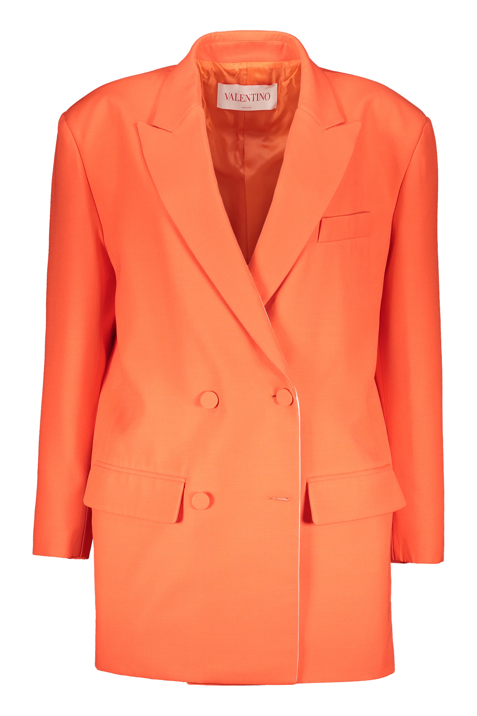 Elegant orange blazer with double-breasted.
