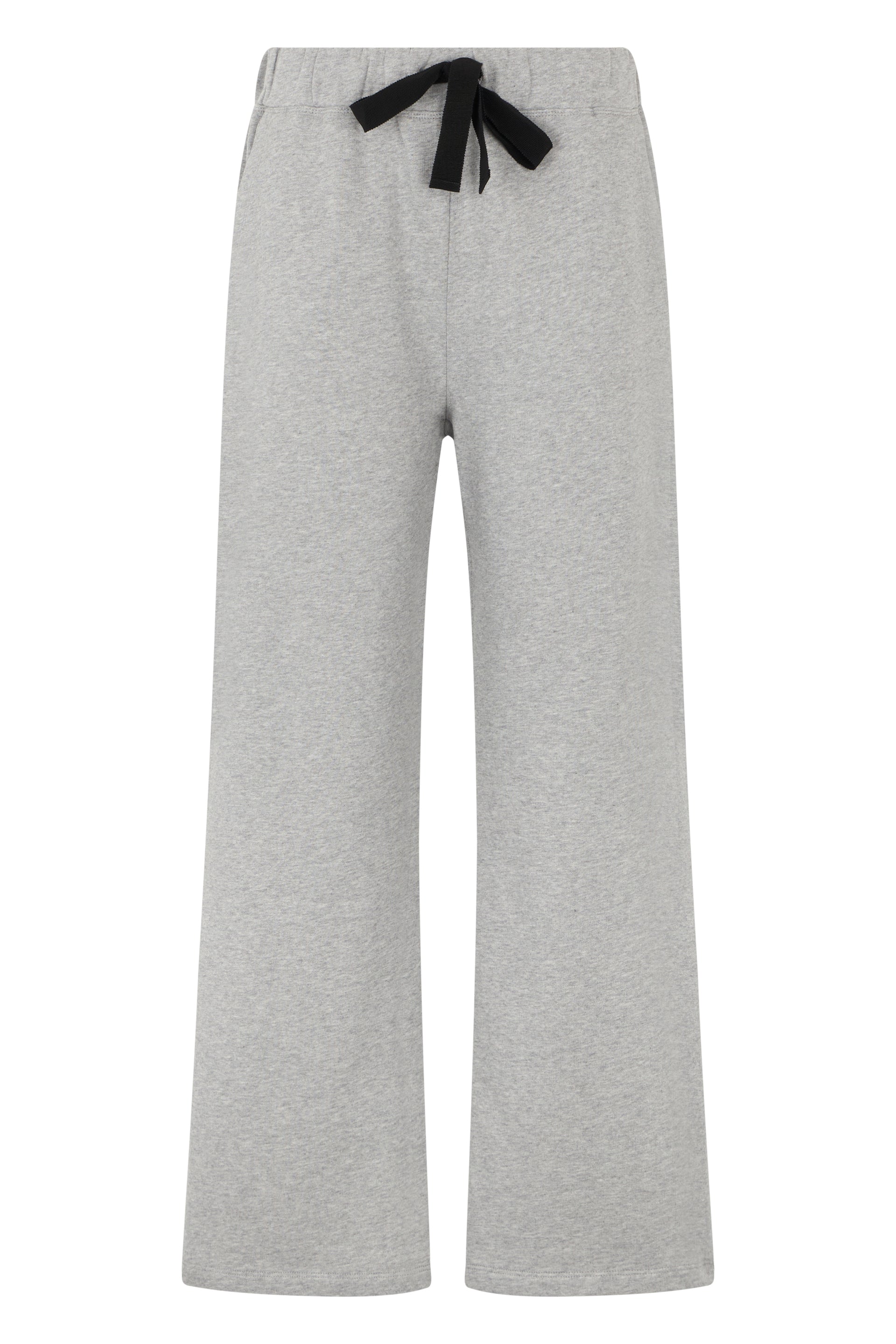 Gray comfortable pants with an adjustable waistband.