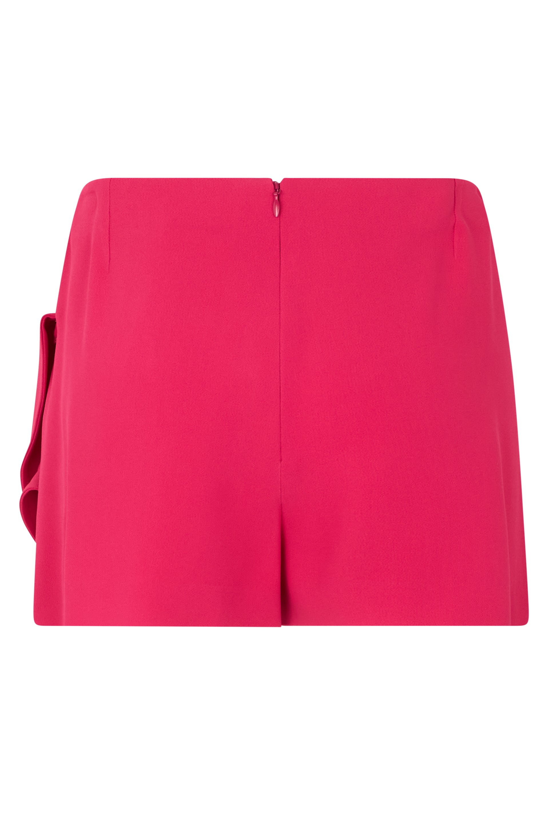 Mini fuchsia skirt with bow and elegant, lightweight draping.