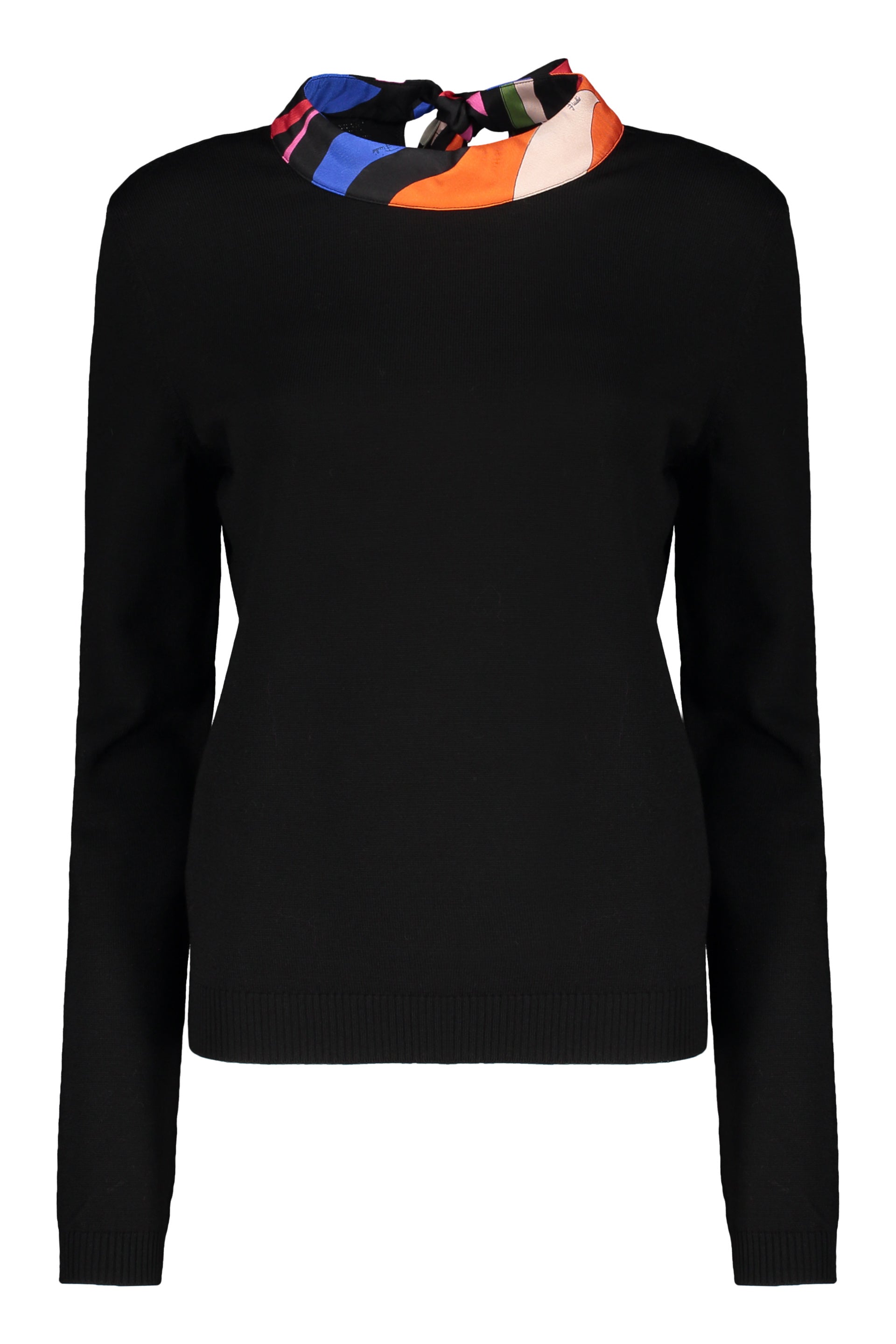 Black sweater with elegant colored collar