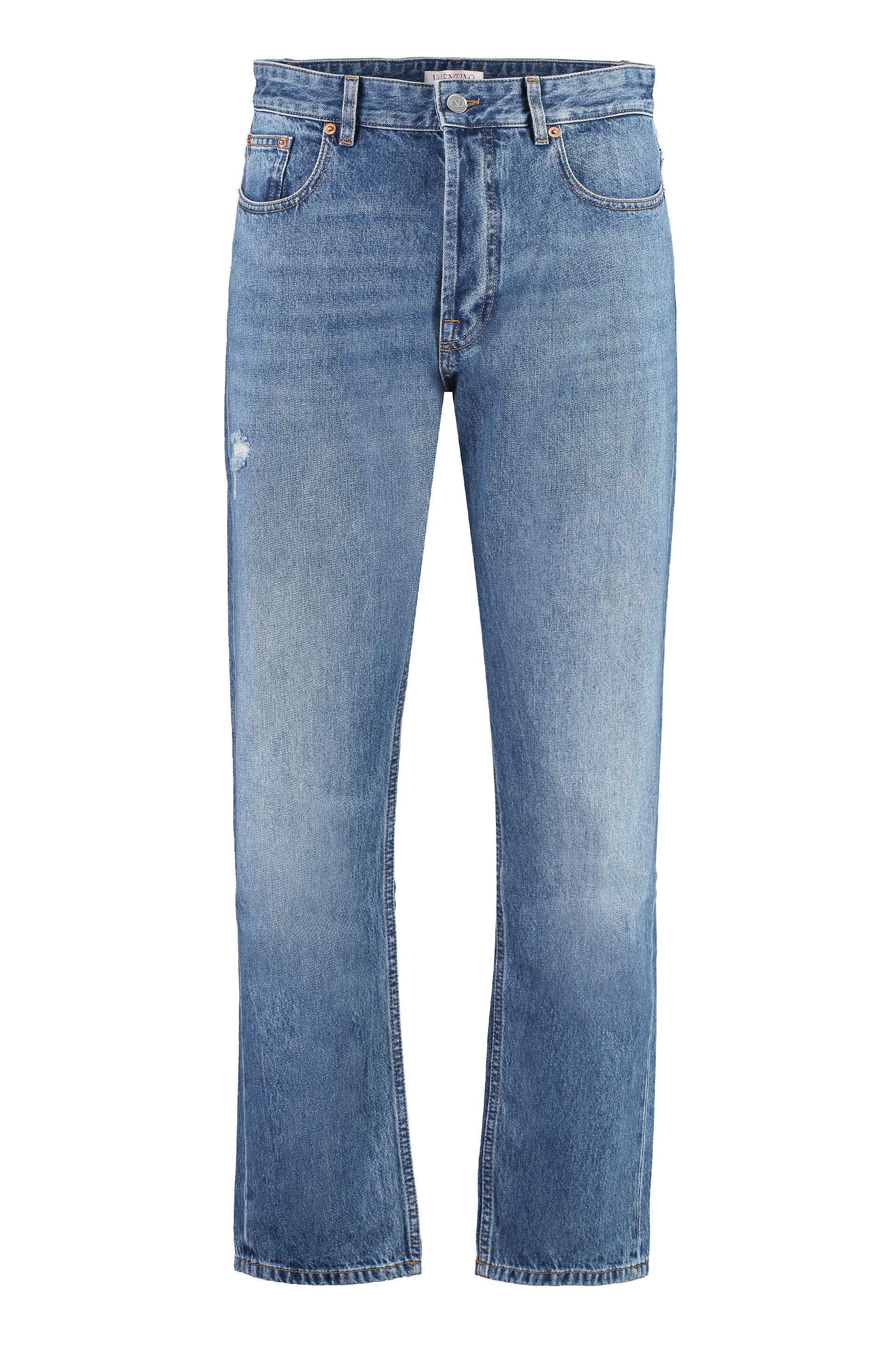 5-pocket straight-leg jeans