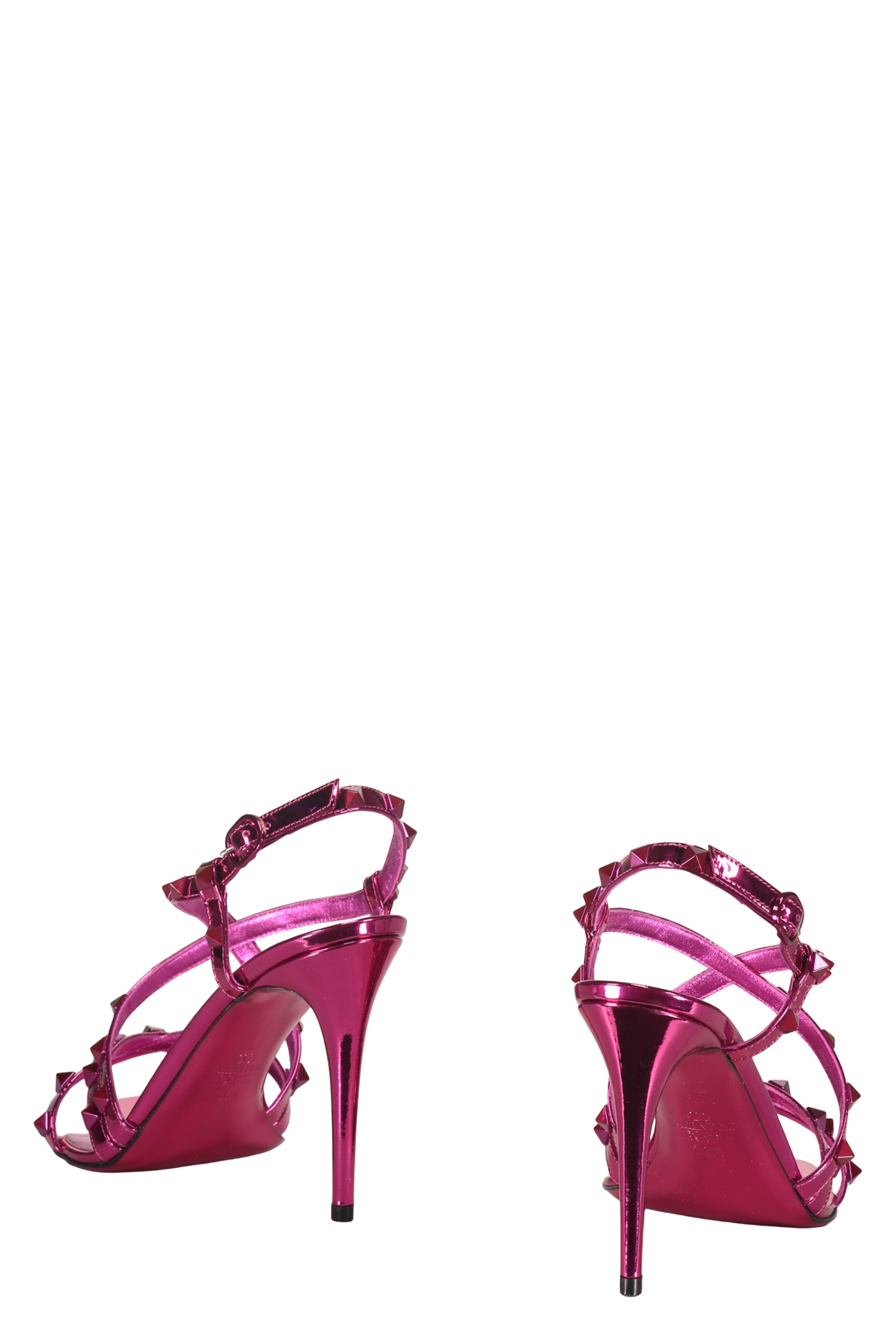 Elegant high-heeled fuchsia sandals