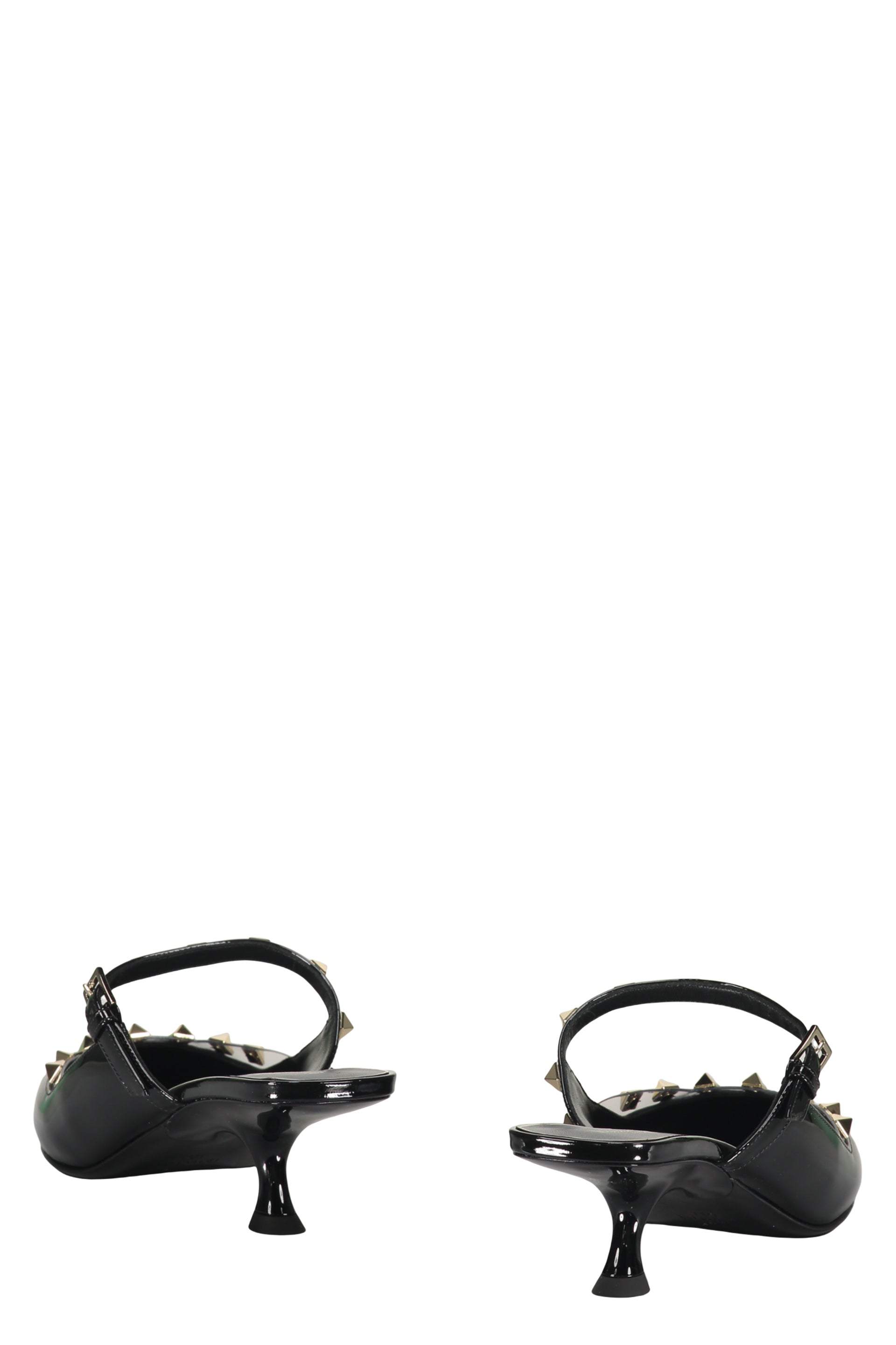 Elegant black open-toe mules