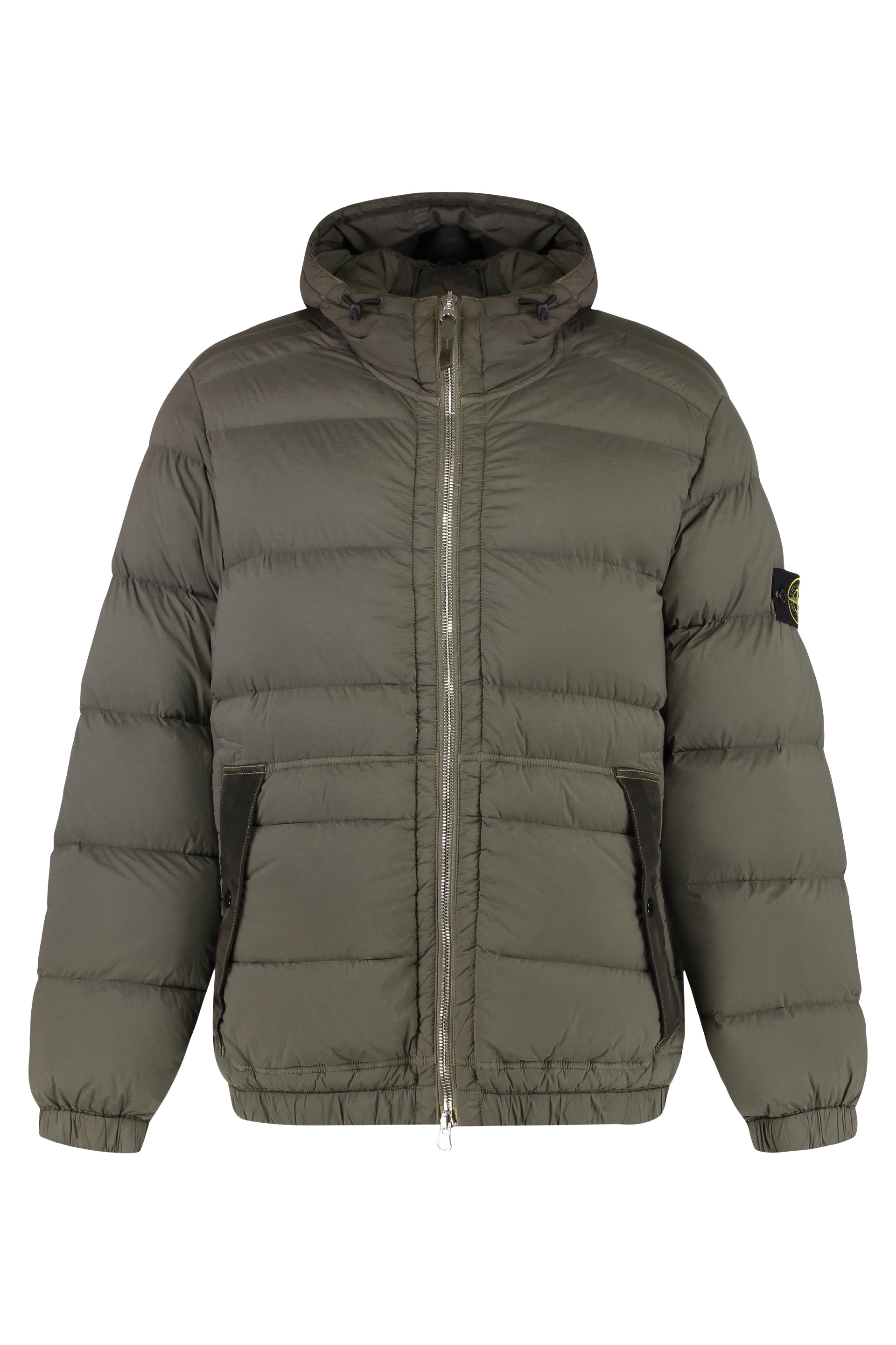 Hooded short down jacket