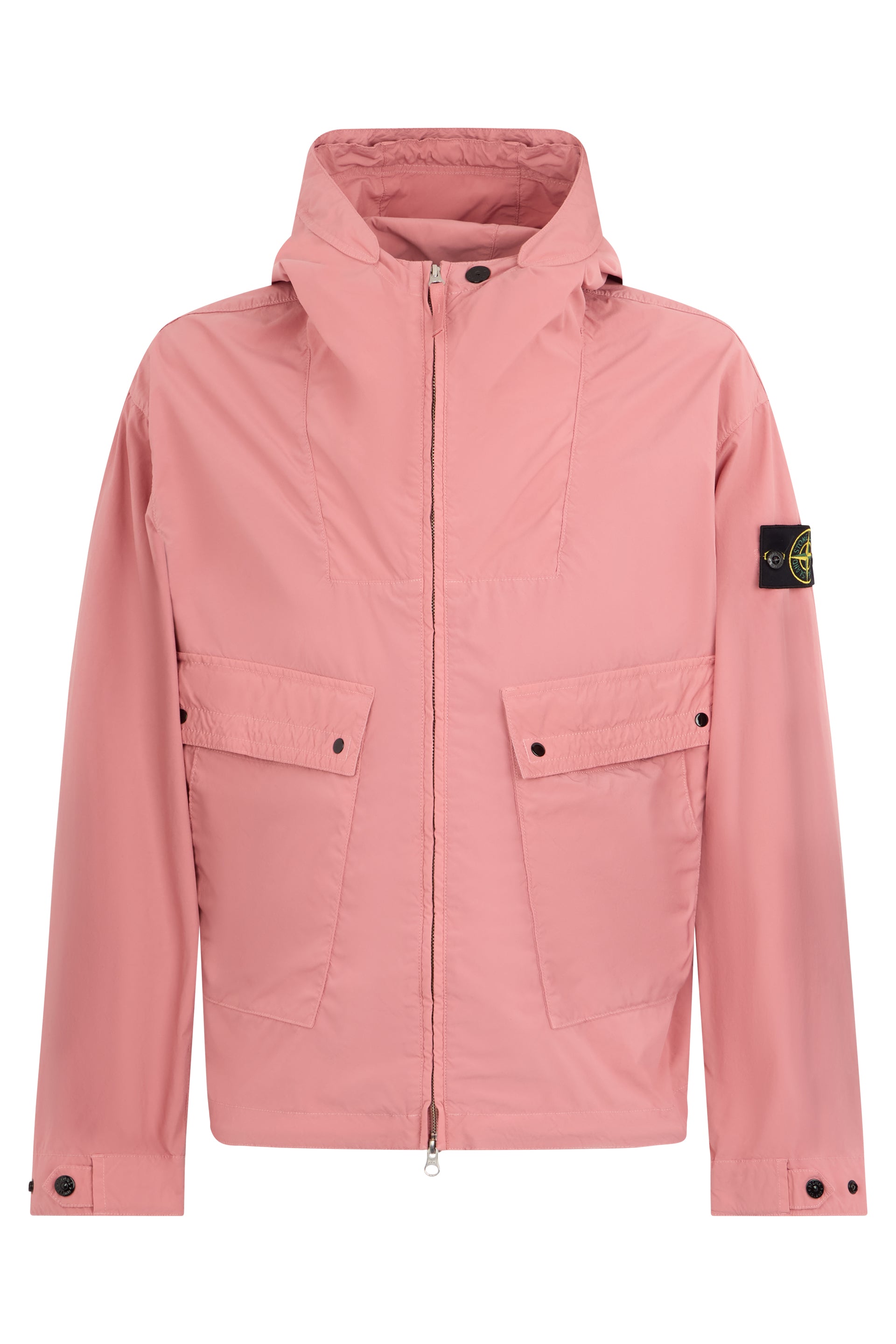 Light pink jacket with adjustable hood