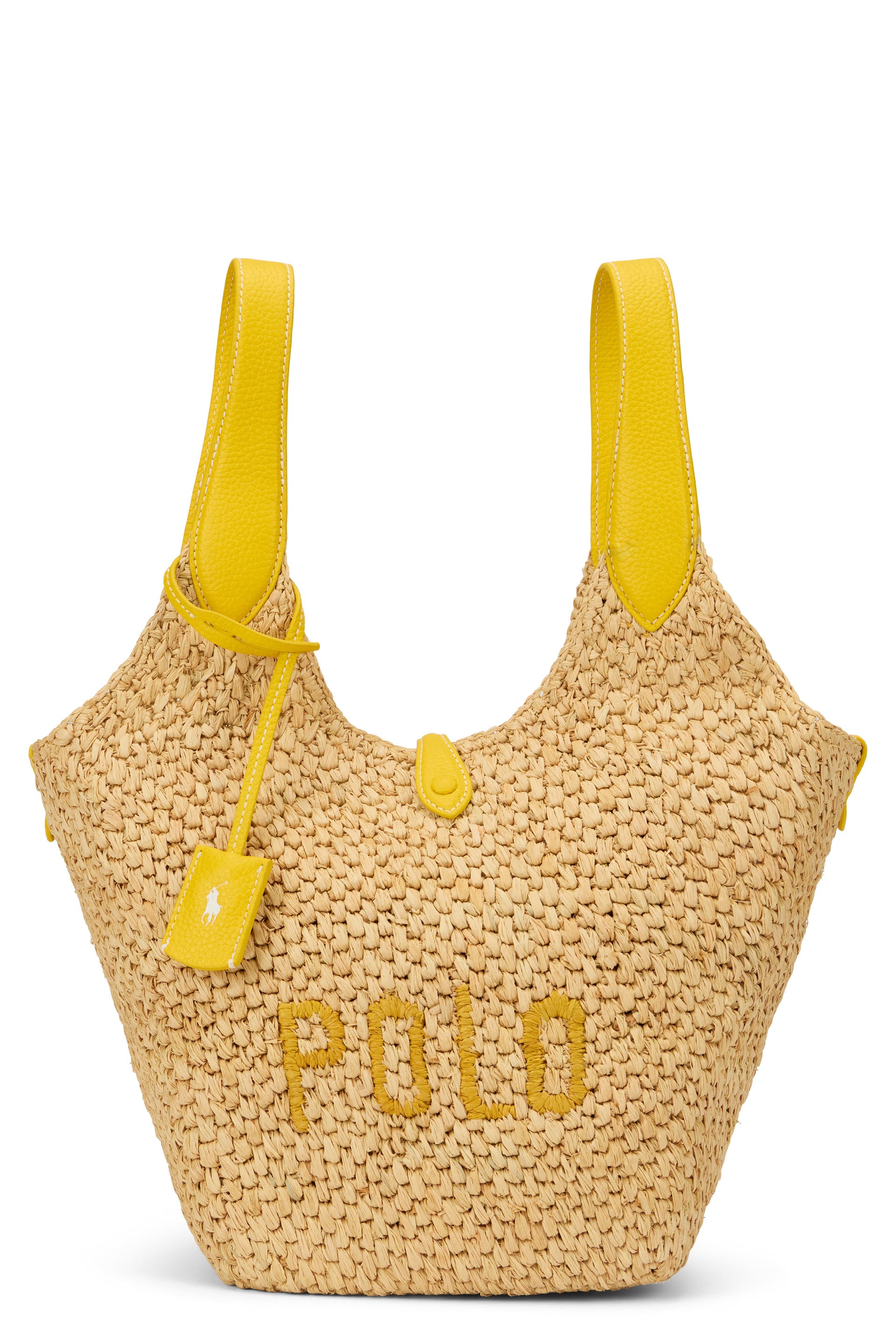 Tote Polo Play in raffia and leather