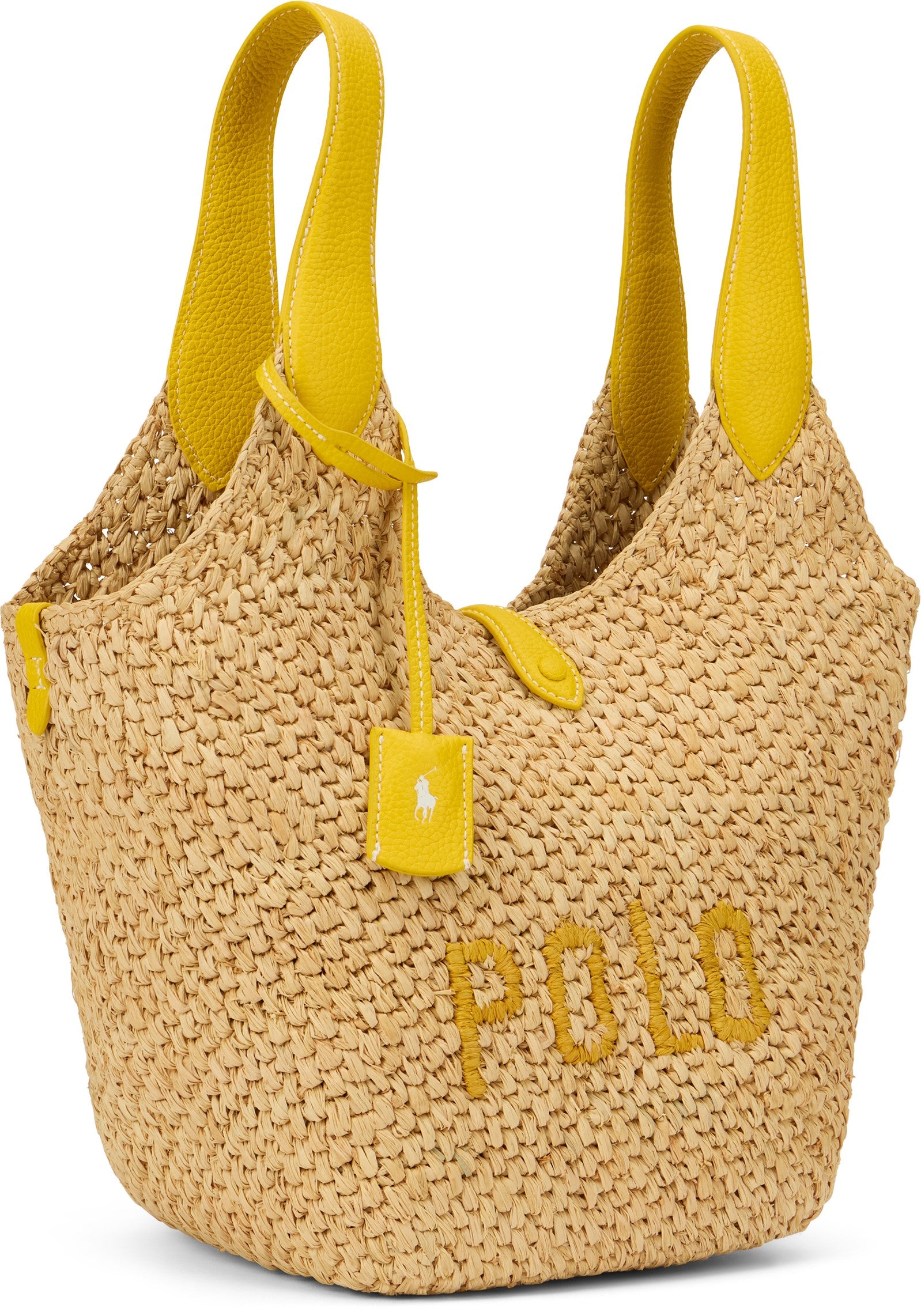 Tote Polo Play in raffia and leather