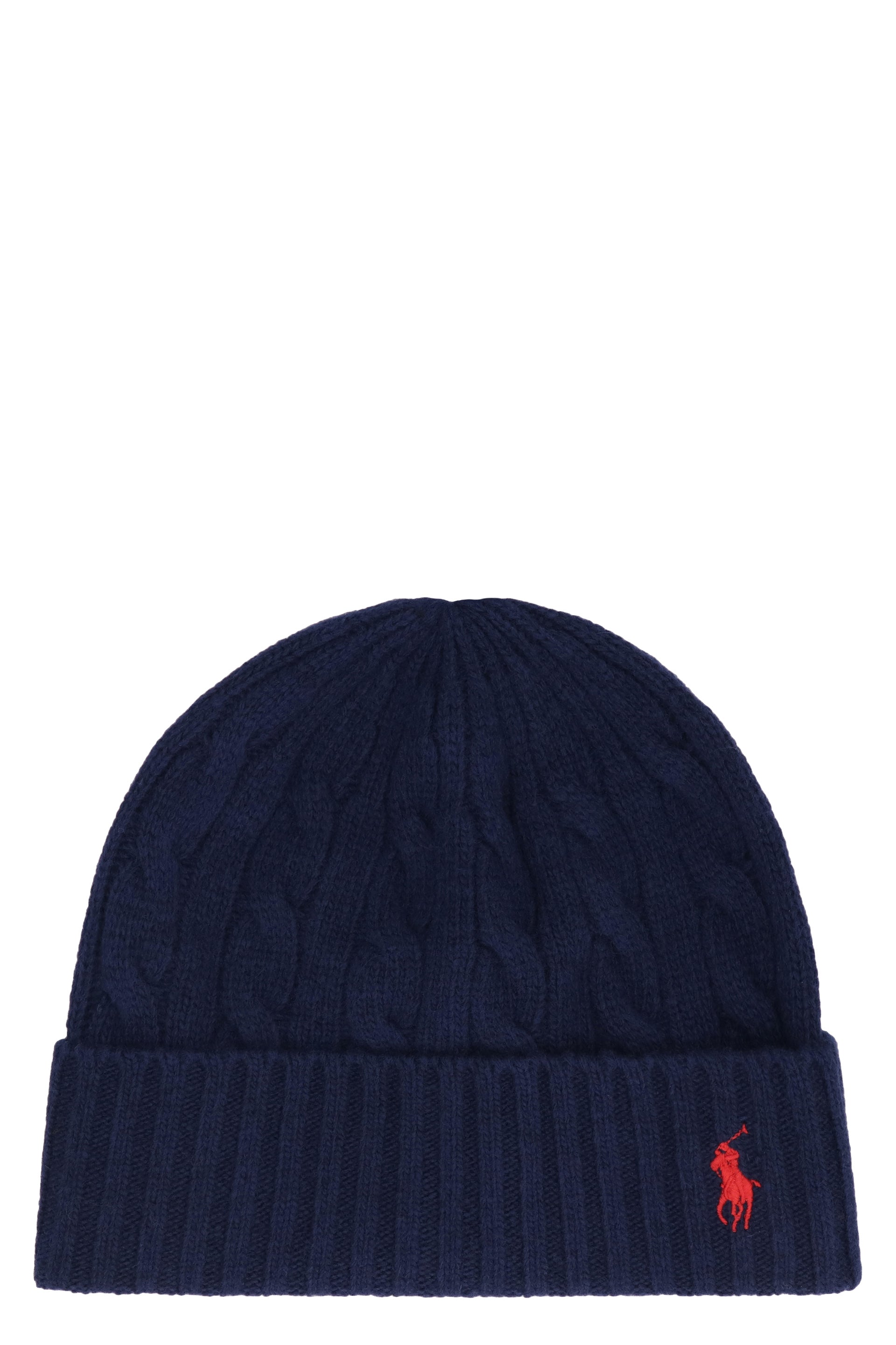 Knitted wool beanie hat