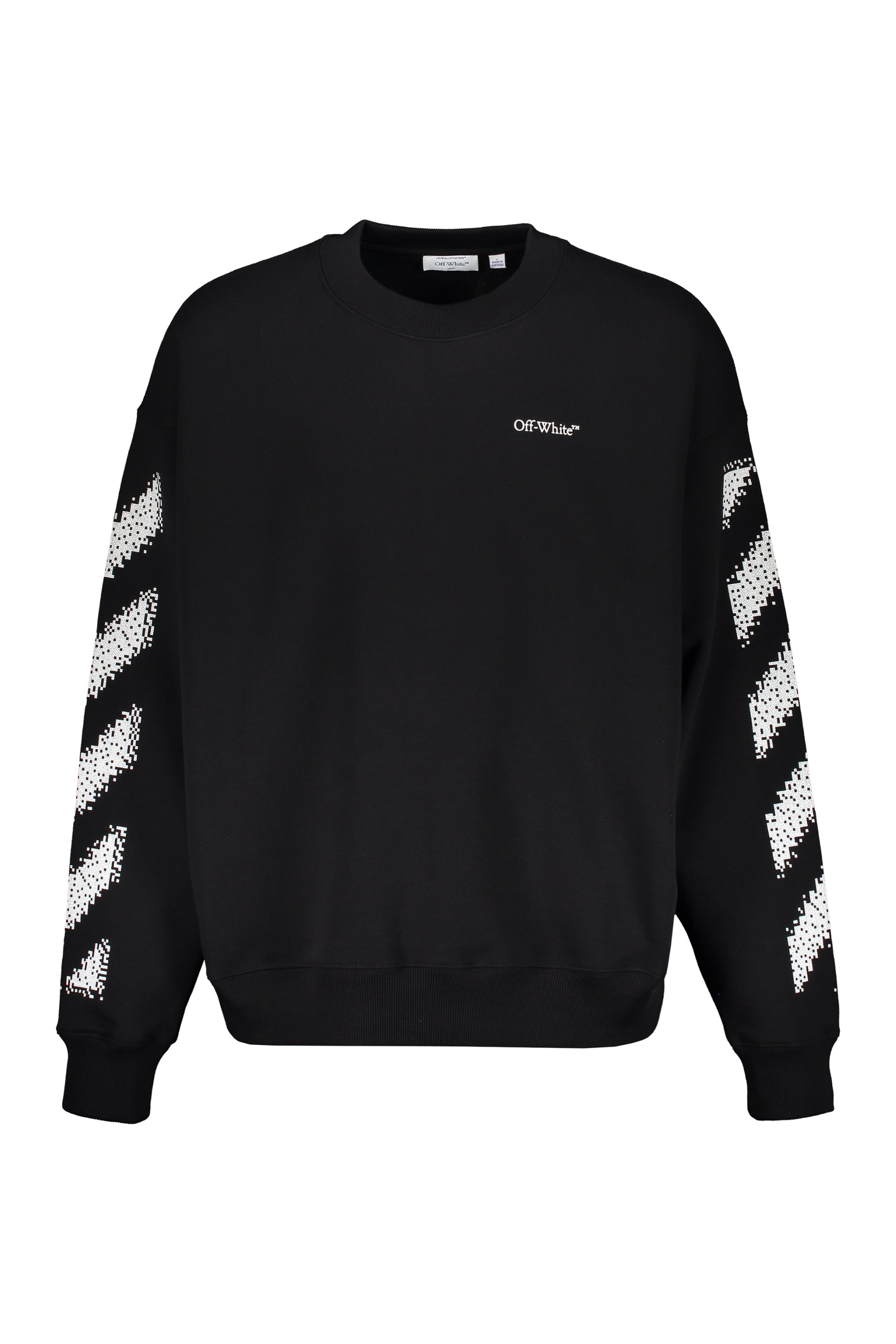 Modern black sweatshirt with white stripes
