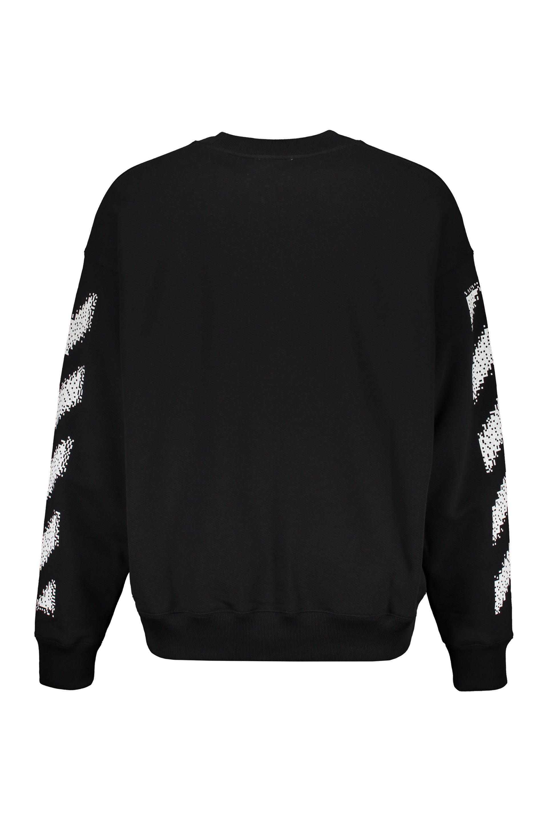 Modern black sweatshirt with white stripes