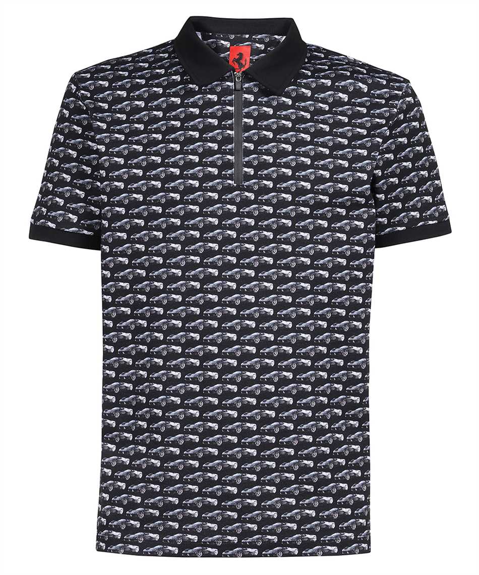 Print stretch cotton polo shirt