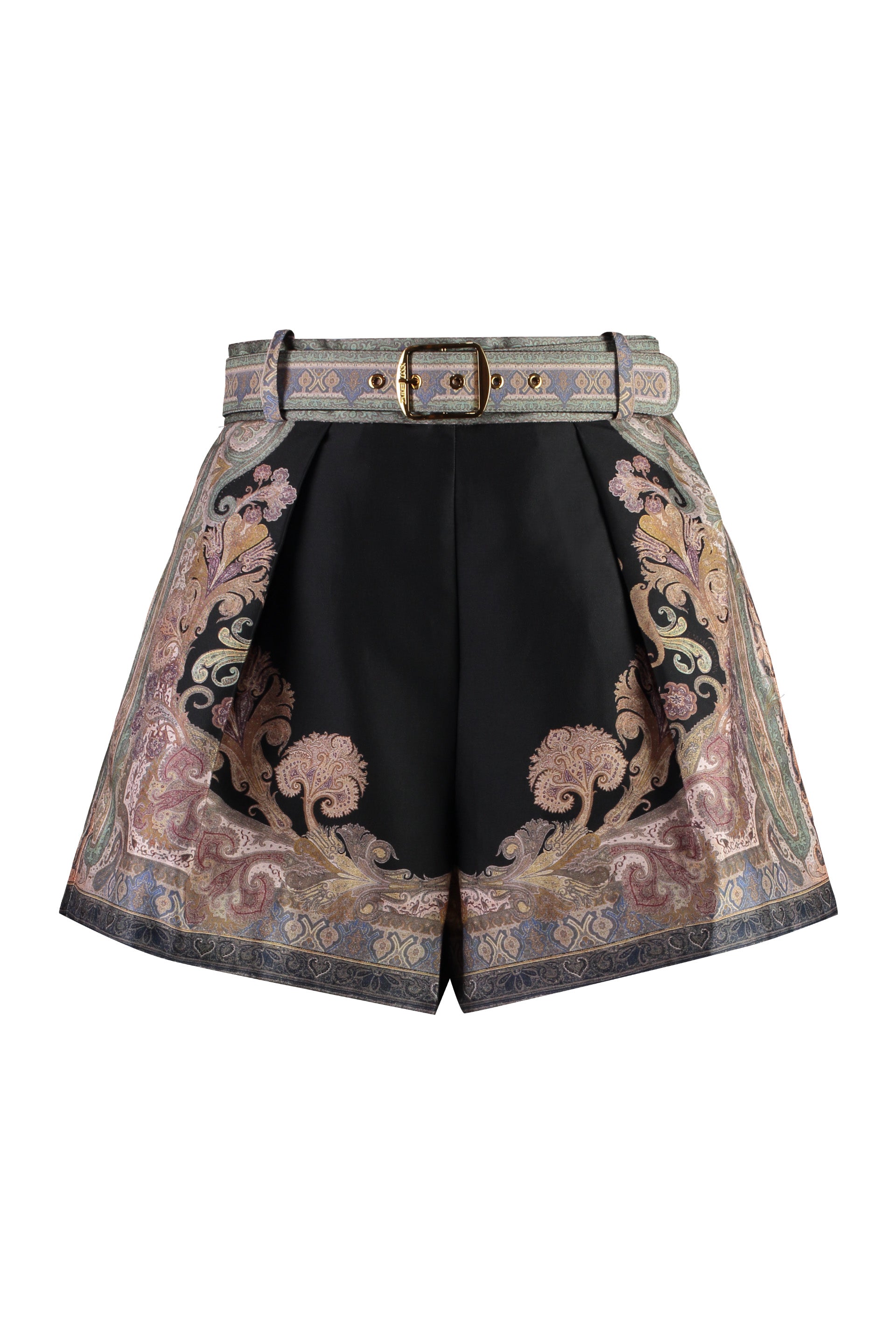 Tuck Illustration printed silk shorts