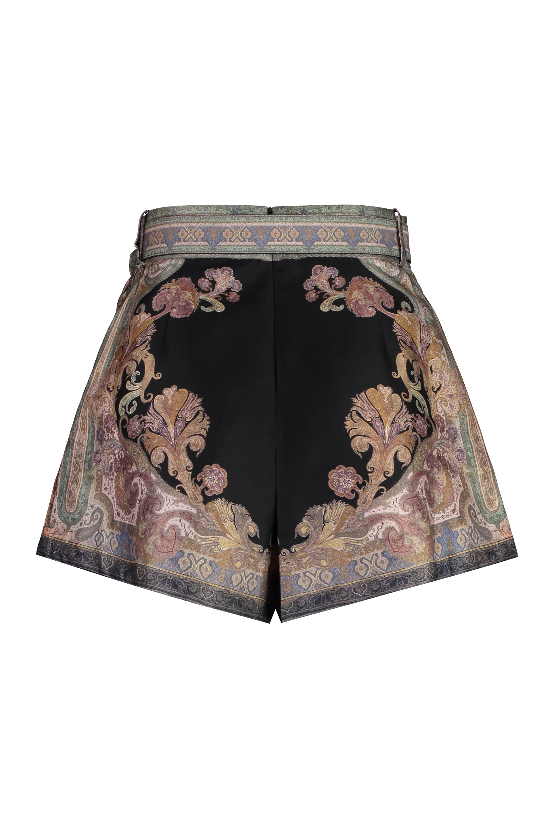 Tuck Illustration printed silk shorts